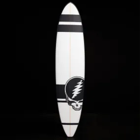 Grateful Dead Longboard 7'10" - White & Black w/ Skull