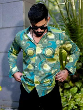 Green Giza Cotton Print Premium Shirt