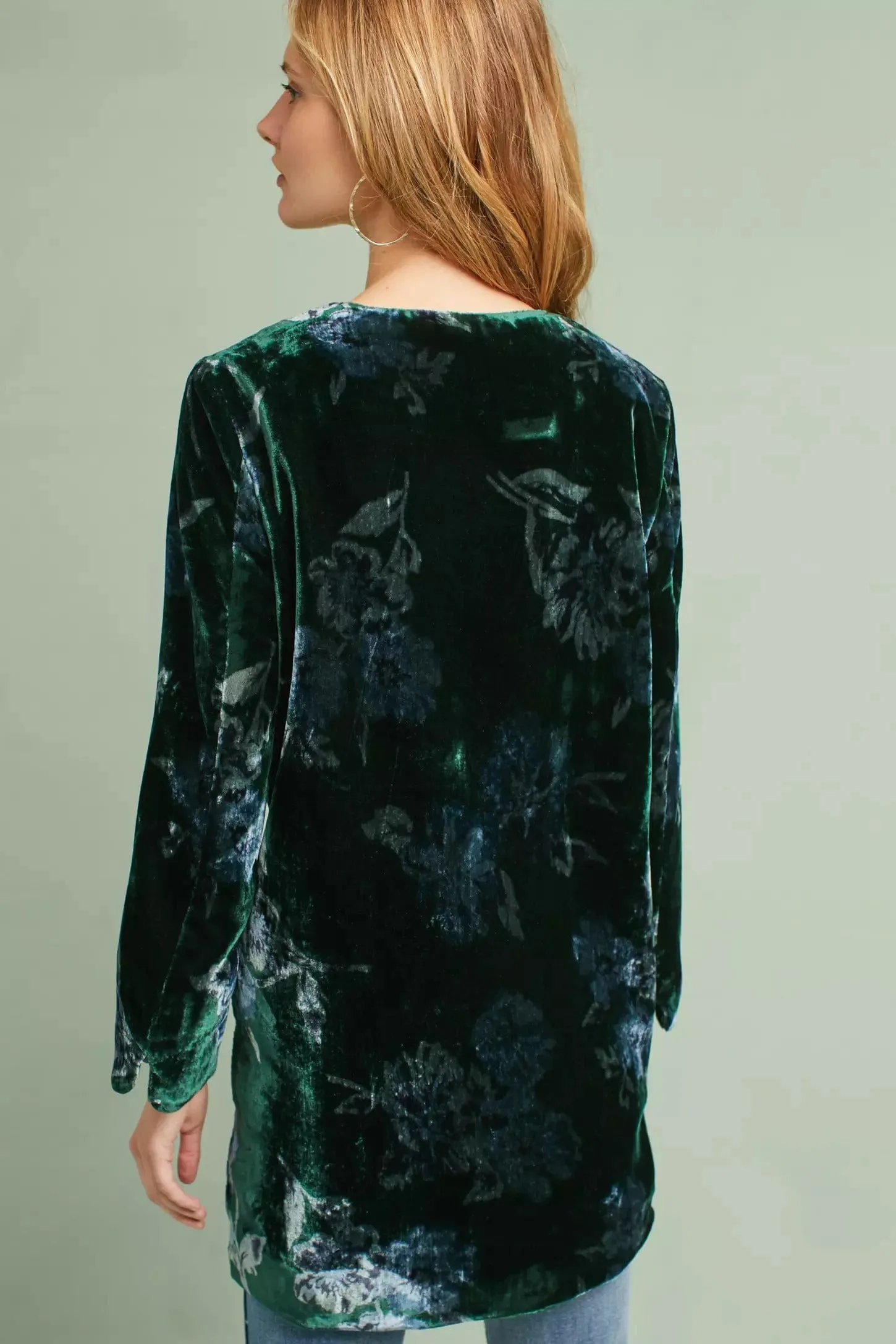 Green Velvet Bloom Car Coat