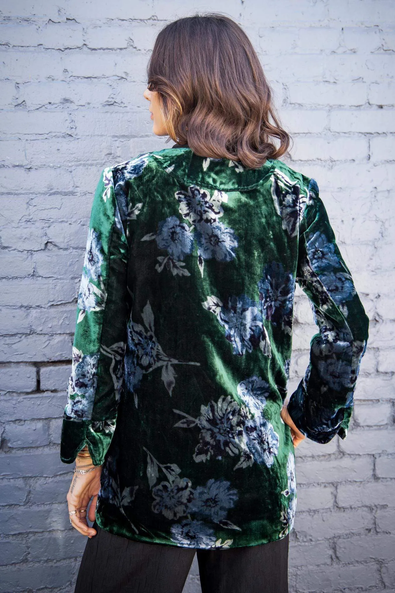 Green Velvet Bloom Car Coat