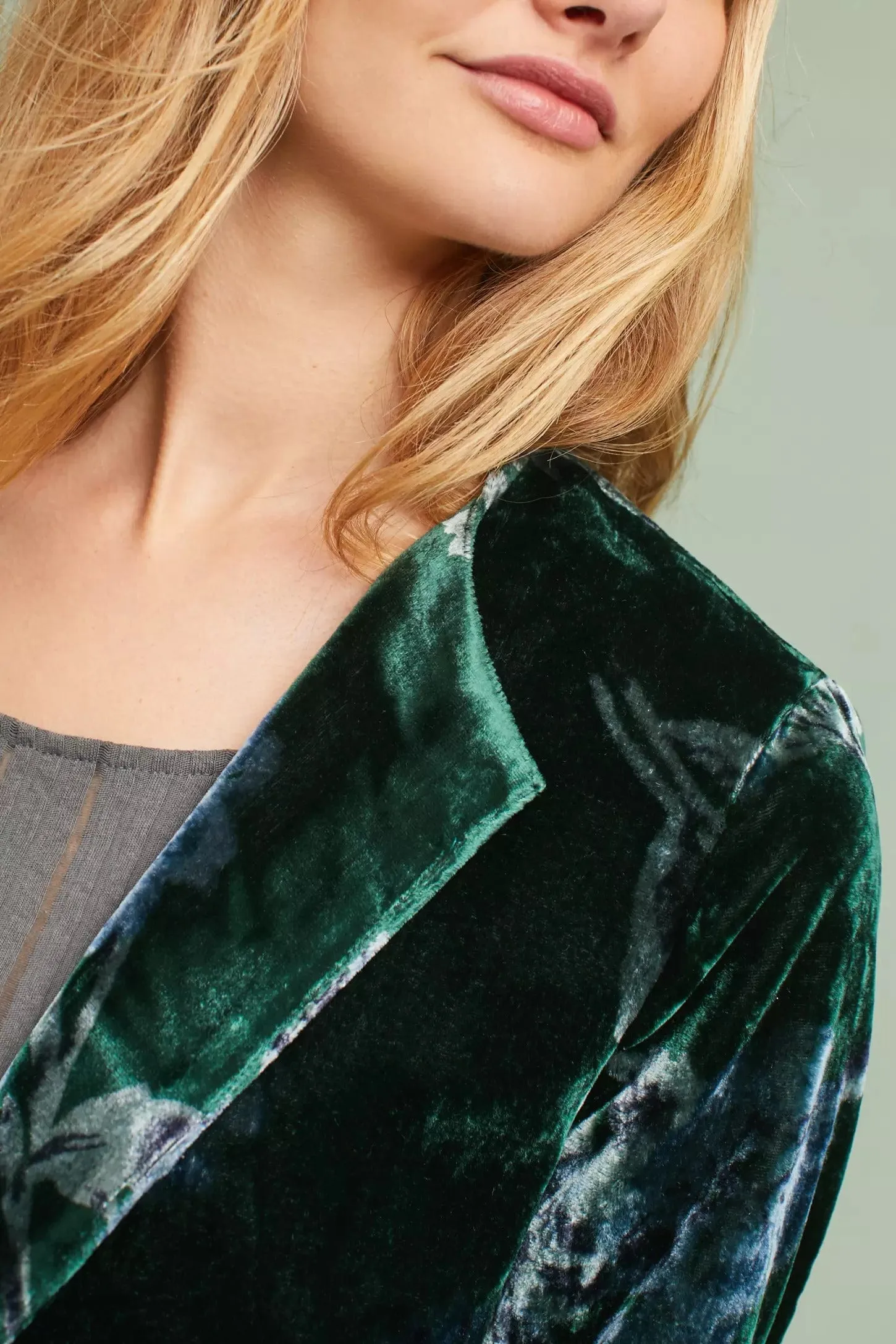 Green Velvet Bloom Car Coat