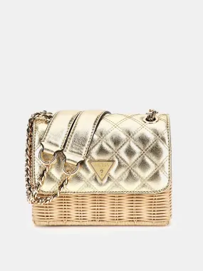 Guess Giully Wicker Convertible Crossbody - Natural/Gold