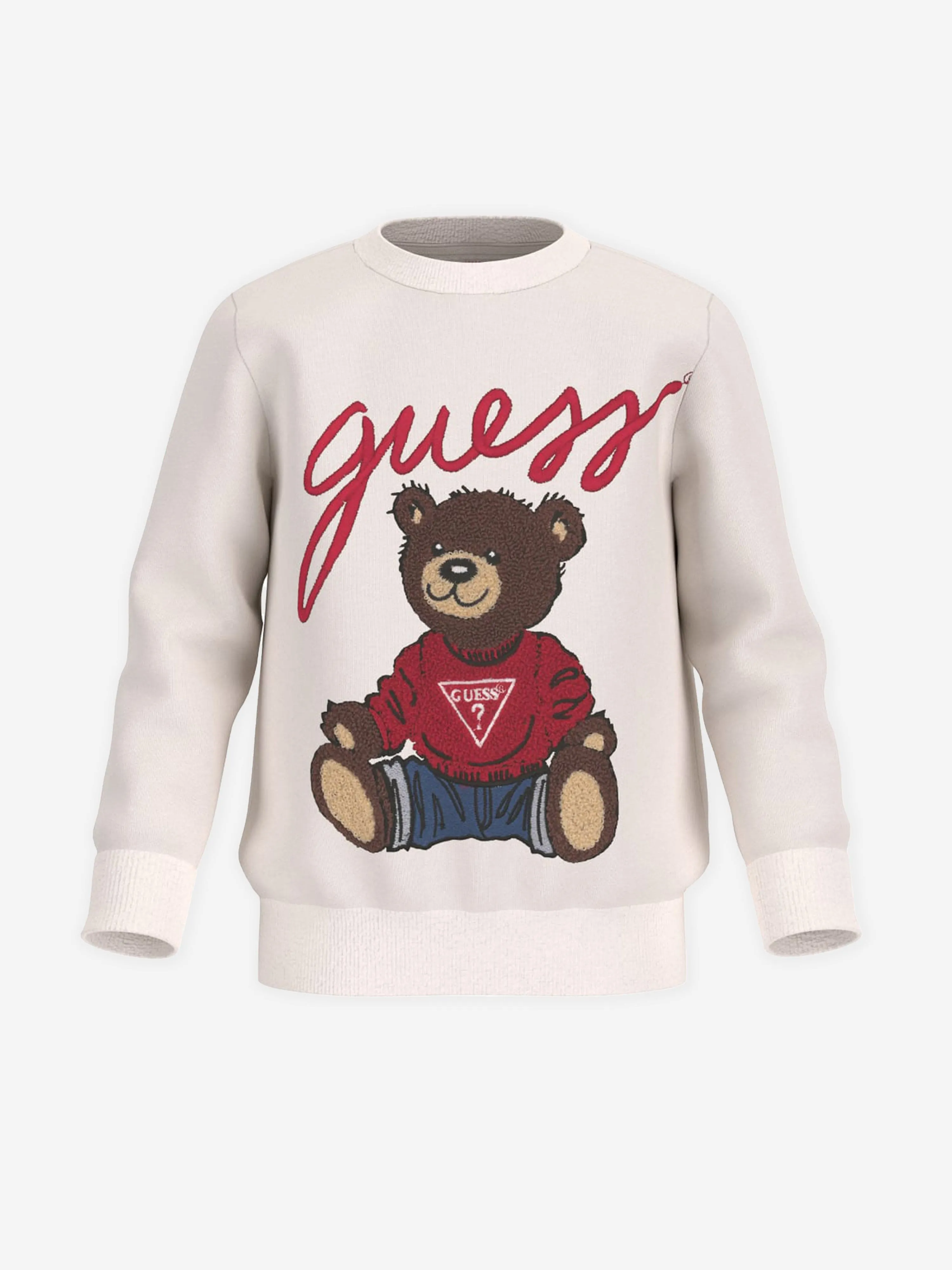 Guess Kids Teddy Bear Logo Sweatshirt in White