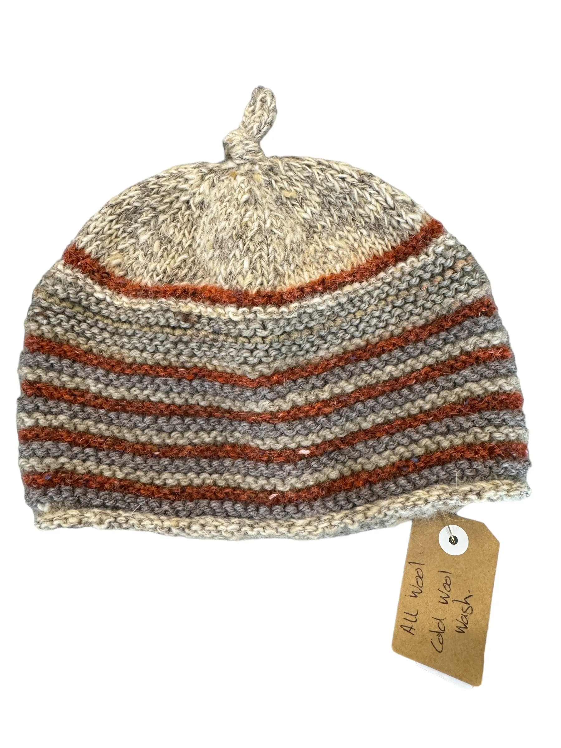 Hand knitted baby beanie | stripes