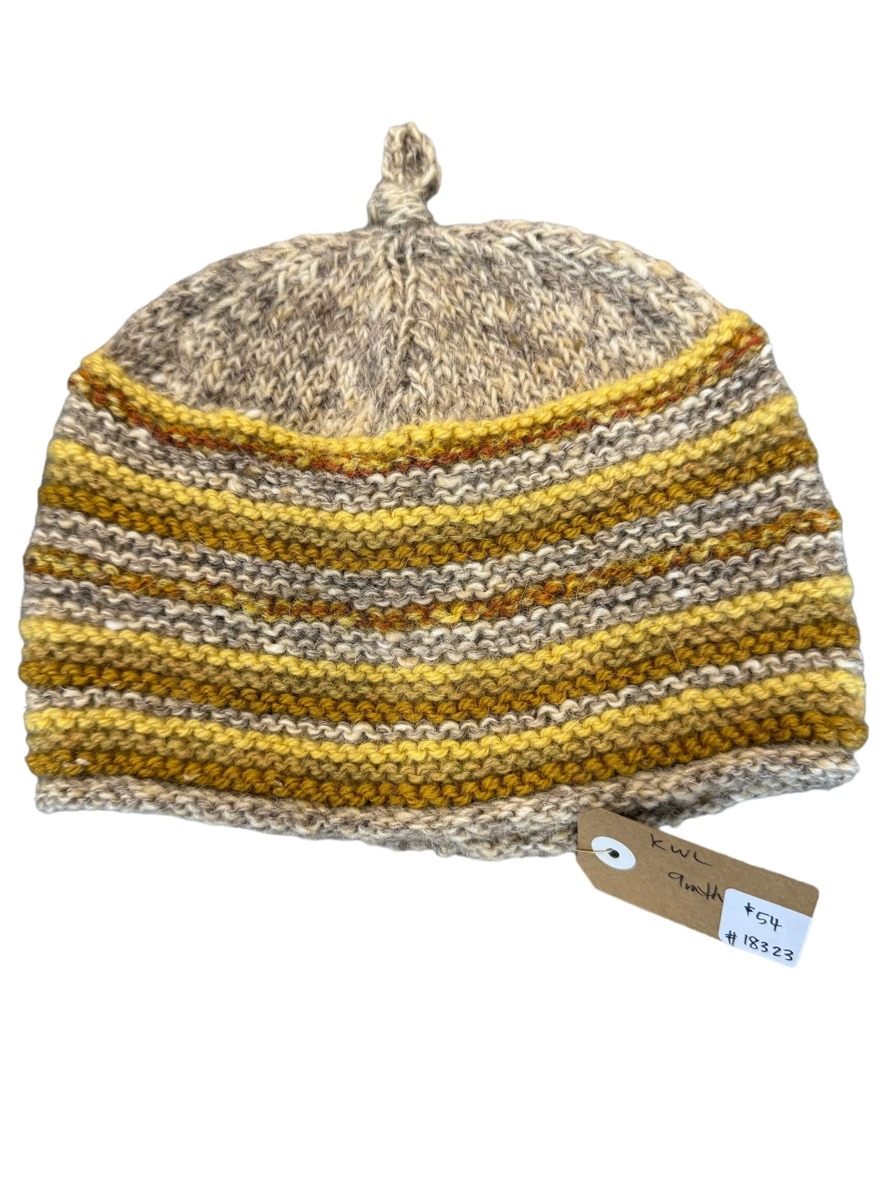 Hand knitted baby beanie | stripes