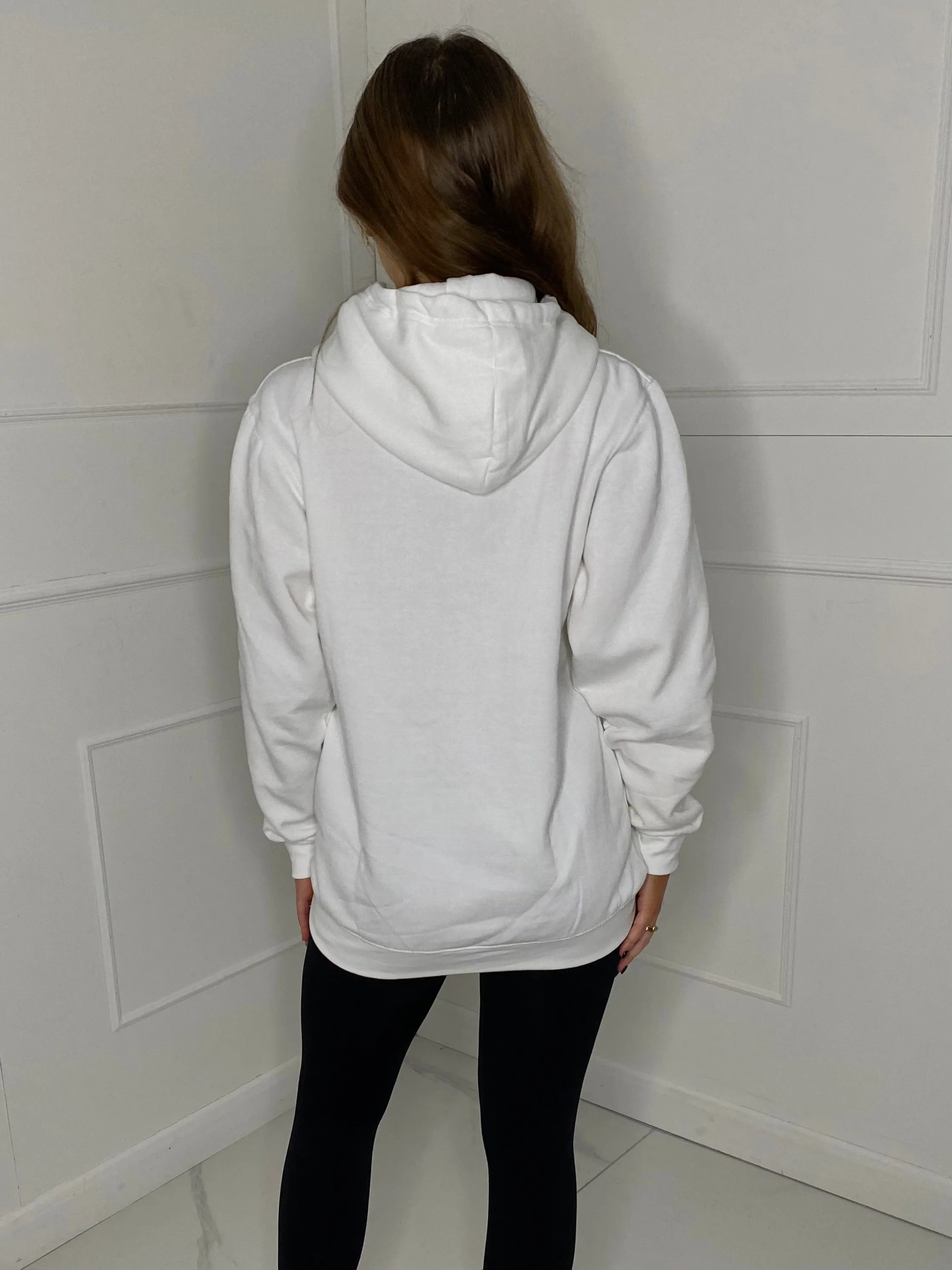 Headless Chain Teddy Print Hoodie - White