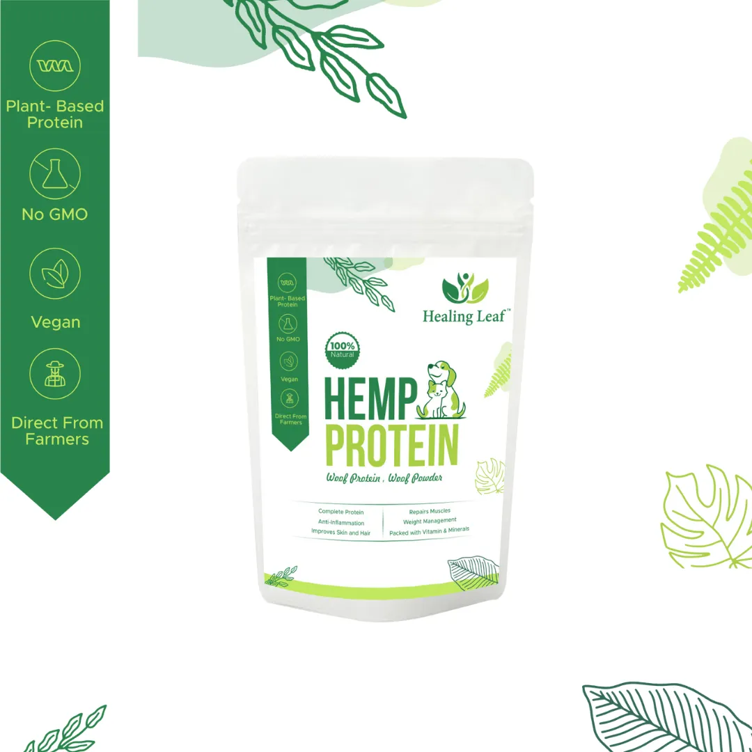 Healing Leaf Hemp Protein Powder and Bark Out Loud Immunity Multi Vitamin Chew Stix for Dogs and Cats Combo