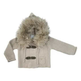 Honeycomb Beige Cashmere Pram Coat with Beige Trim