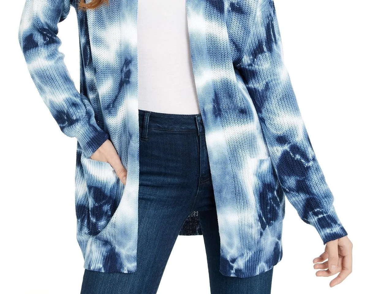 Hooked Up By Iot Juniors' Tie-Dyed Cardigan Blue Size Large