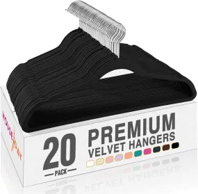 HOUSE DAY Black Velvet Hangers 20 Pack