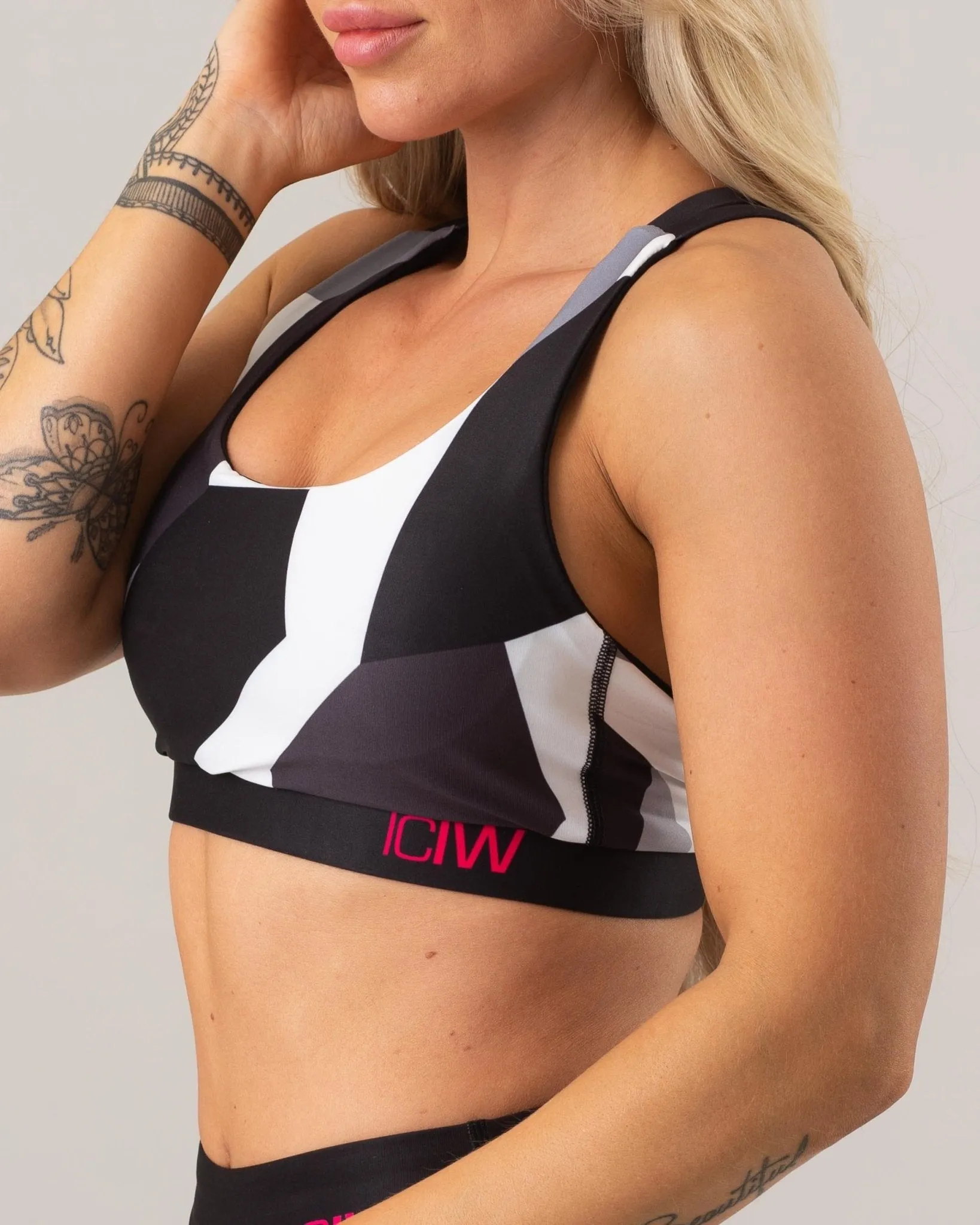 ICIW Full Camo Sports Bra - Black-White