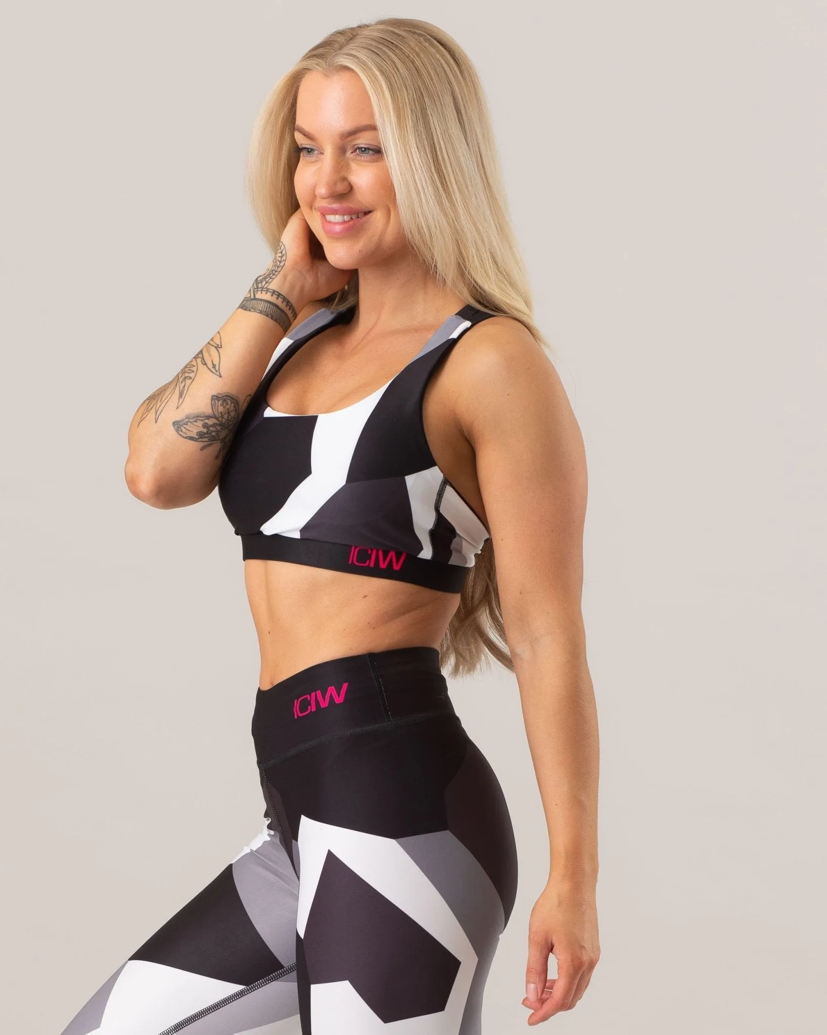 ICIW Full Camo Sports Bra - Black-White