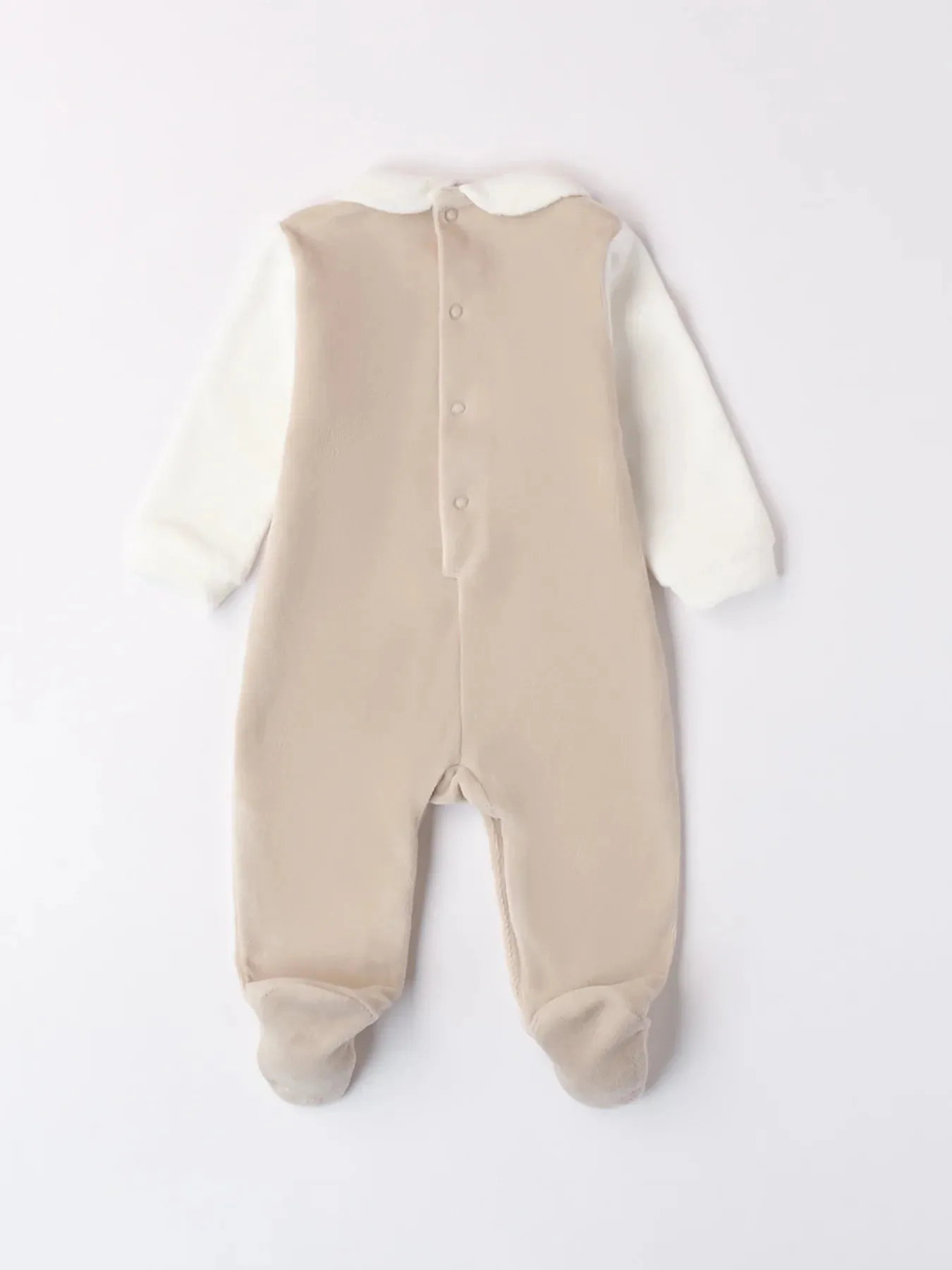 iDO - baby all in one, cream and beige, mock dungaree