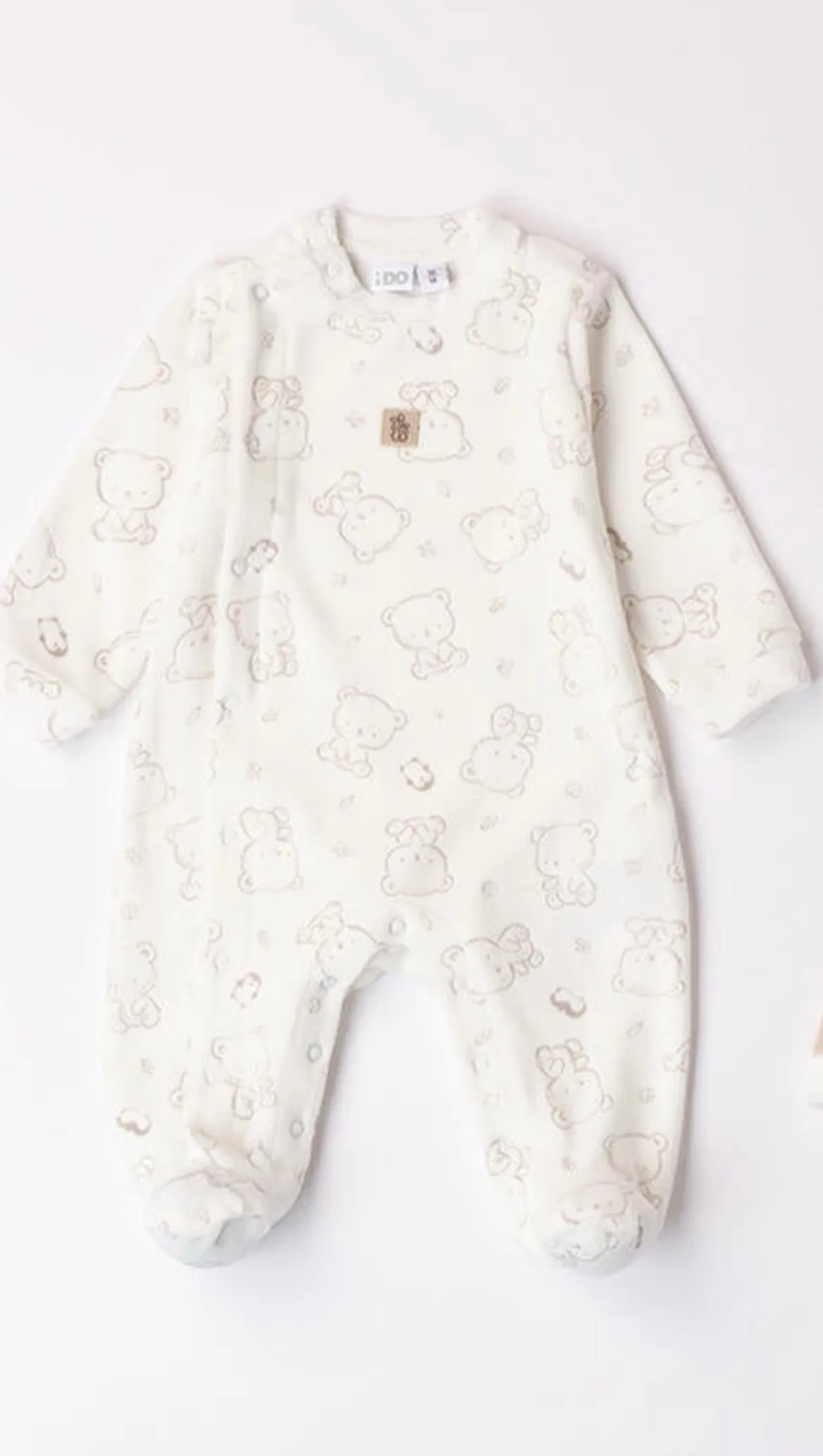 iDO - Winter white velour all in one, teddy print