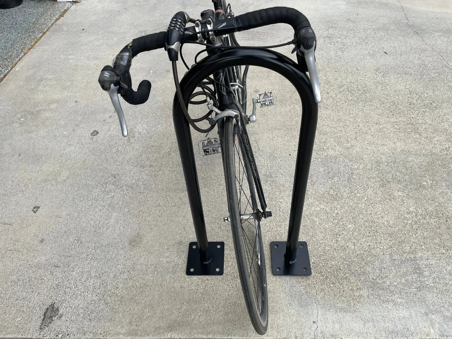 In Ground Bike Rack | U Shaped, Commercial, Outdoor, 1 Loop, Galvanized Steel | Black, 14.5" x 34"