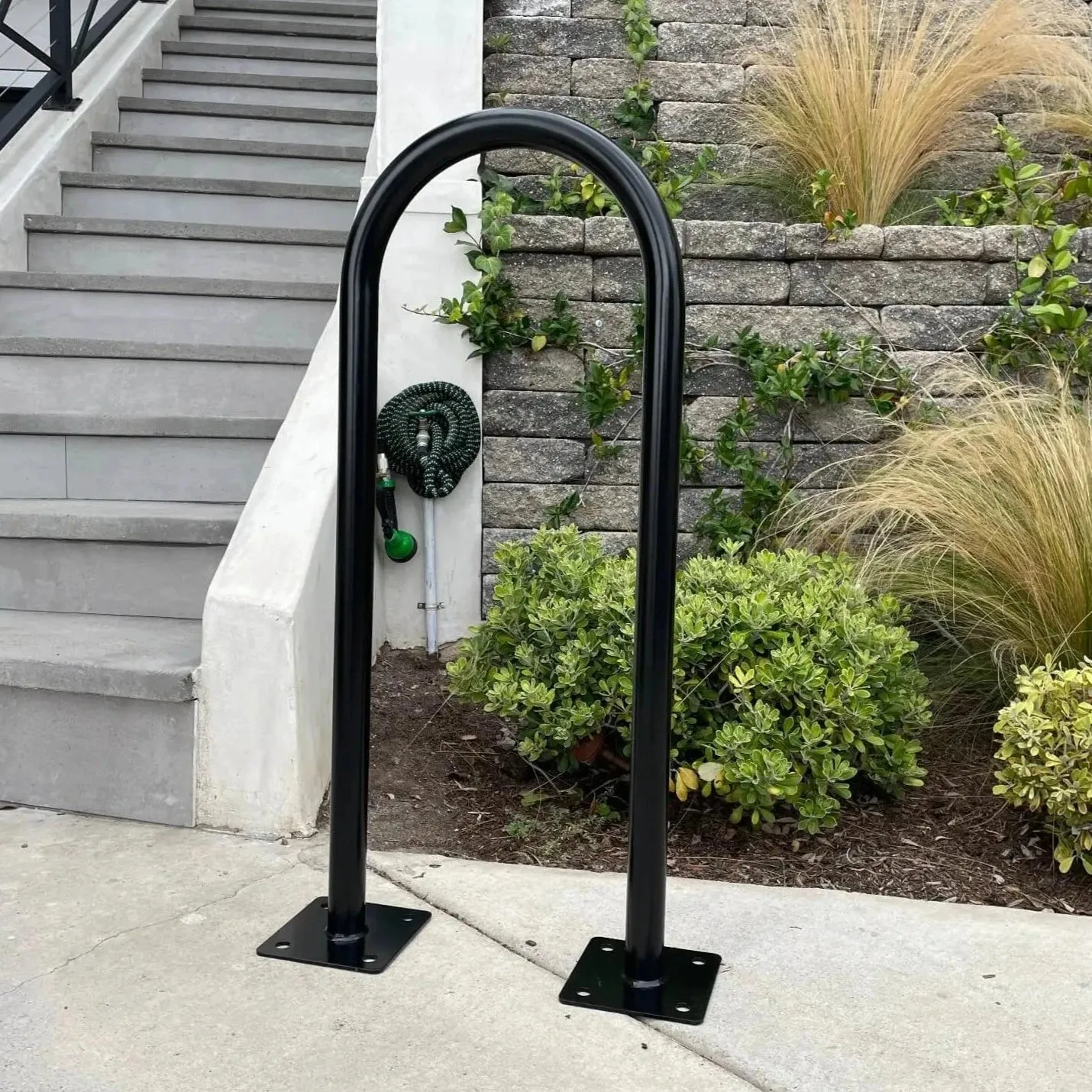 In Ground Bike Rack | U Shaped, Commercial, Outdoor, 1 Loop, Galvanized Steel | Black, 14.5" x 34"