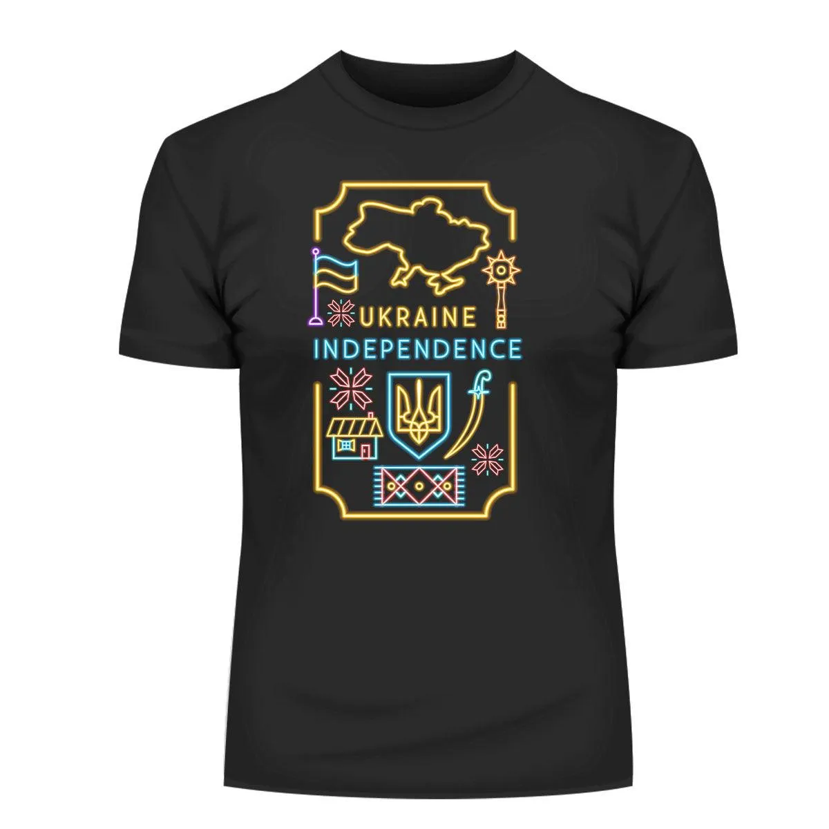 Independent Ukraine National Symbols Neon Black T-shirt