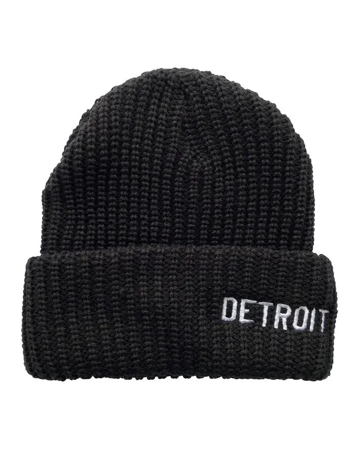 Ink Detroit Basic Lumberjack Knit Beanie with Cuff - Black