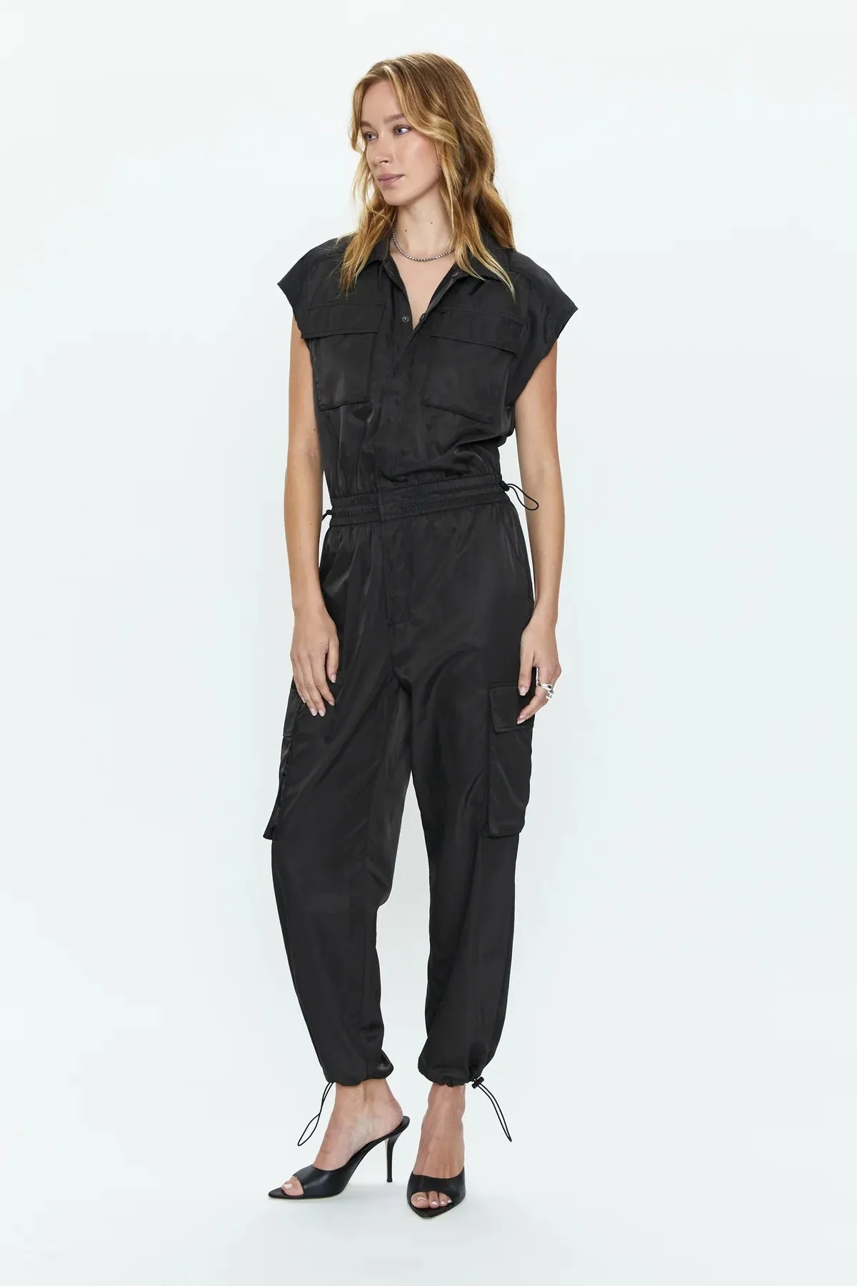 Jade Lightweight Cargo Jumpsuit | Black