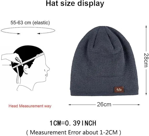 JFAN Beanie for Men and Women Beanie Knitted Winter Chunky Beanie Crochet Hat Grey