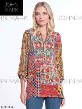 John Mark Embroidered Button Up Tunic