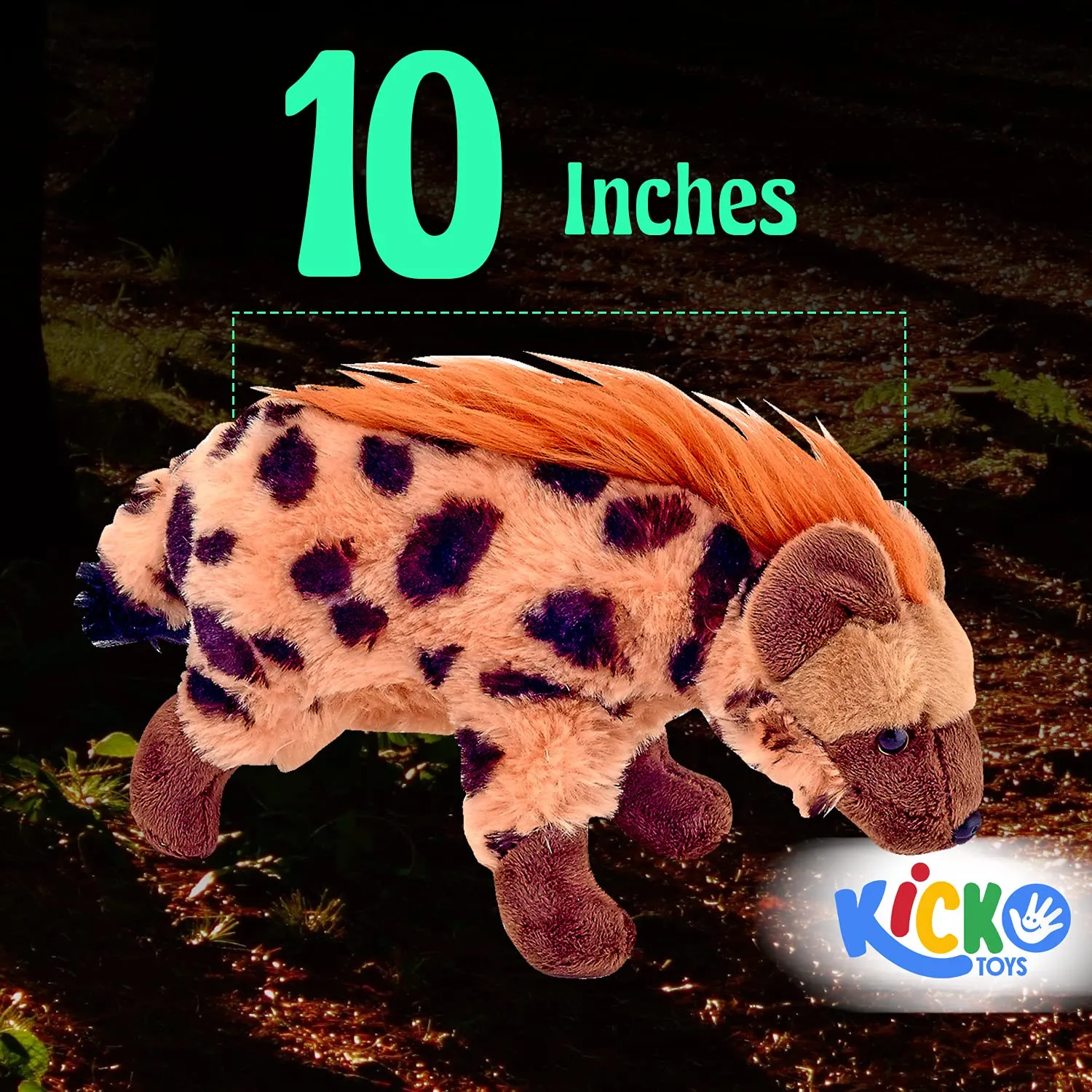 Kicko Stuffed Hyena - 1 Piece - 10 Inch, Soft and Fluffy Animal Toy - Plush Doll for Kids