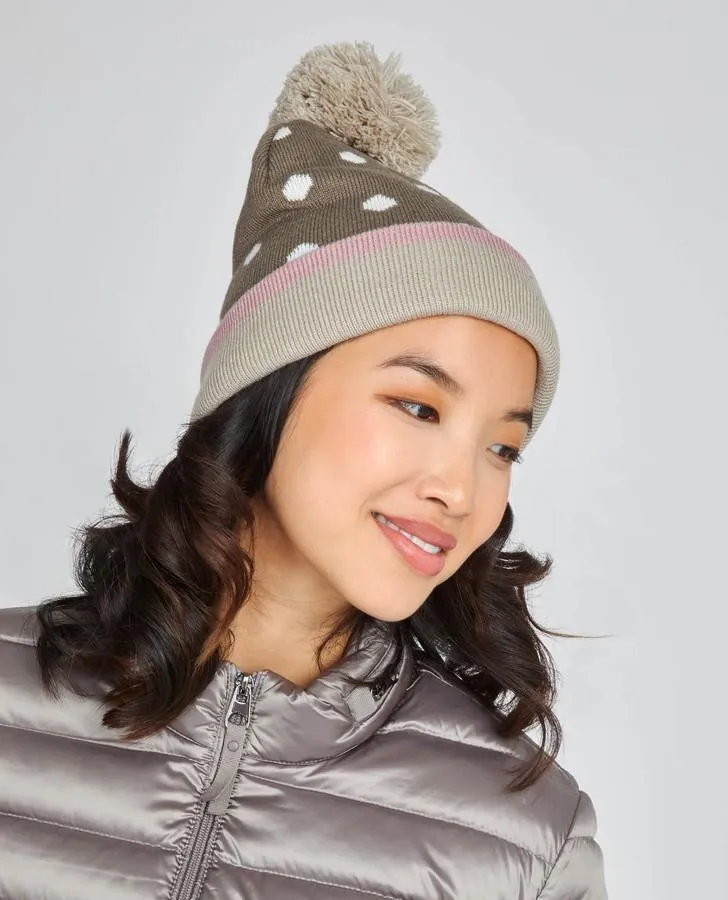 Knitted Spot Pom Pom Hat