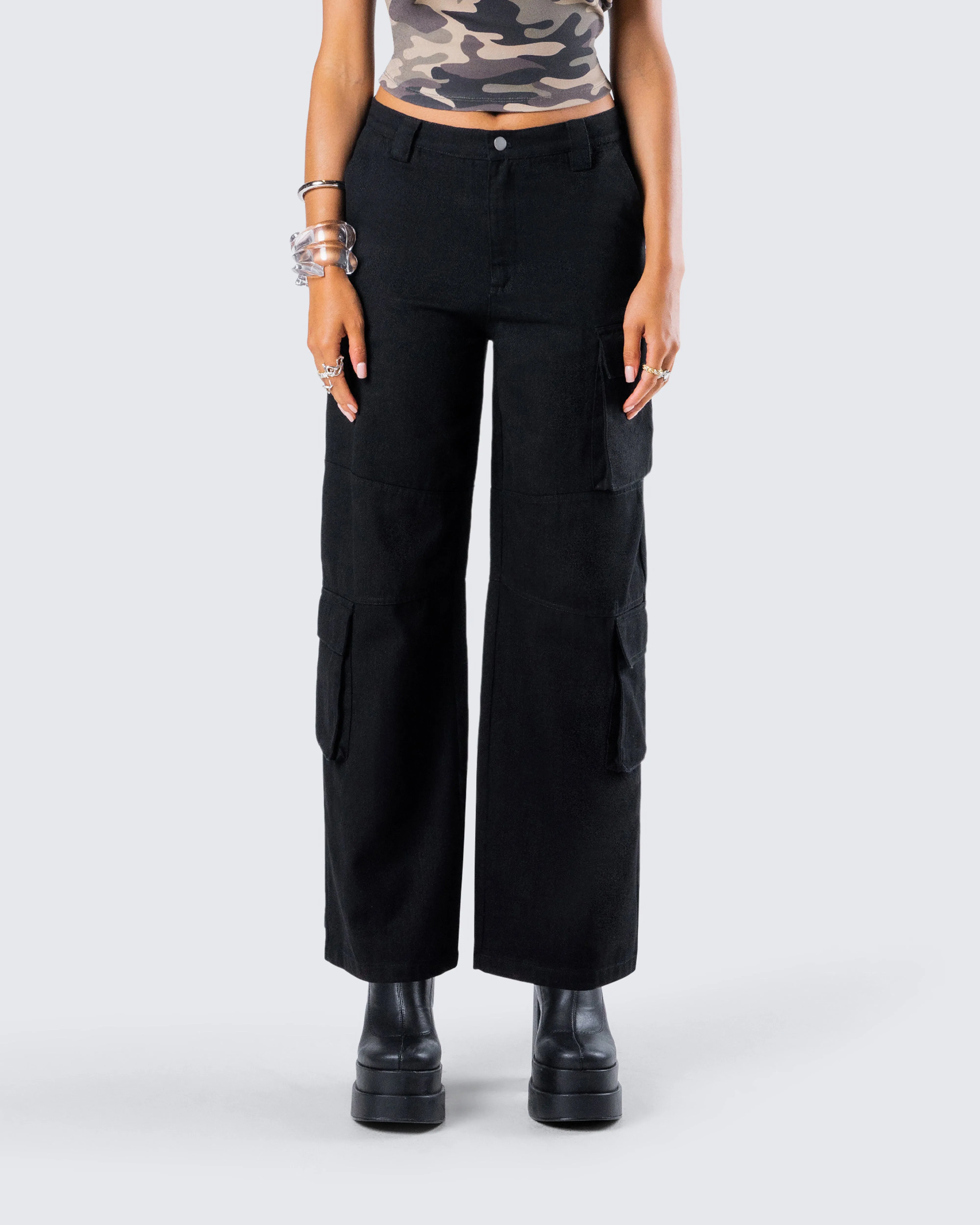 Laura Black Twill Cargo Pant