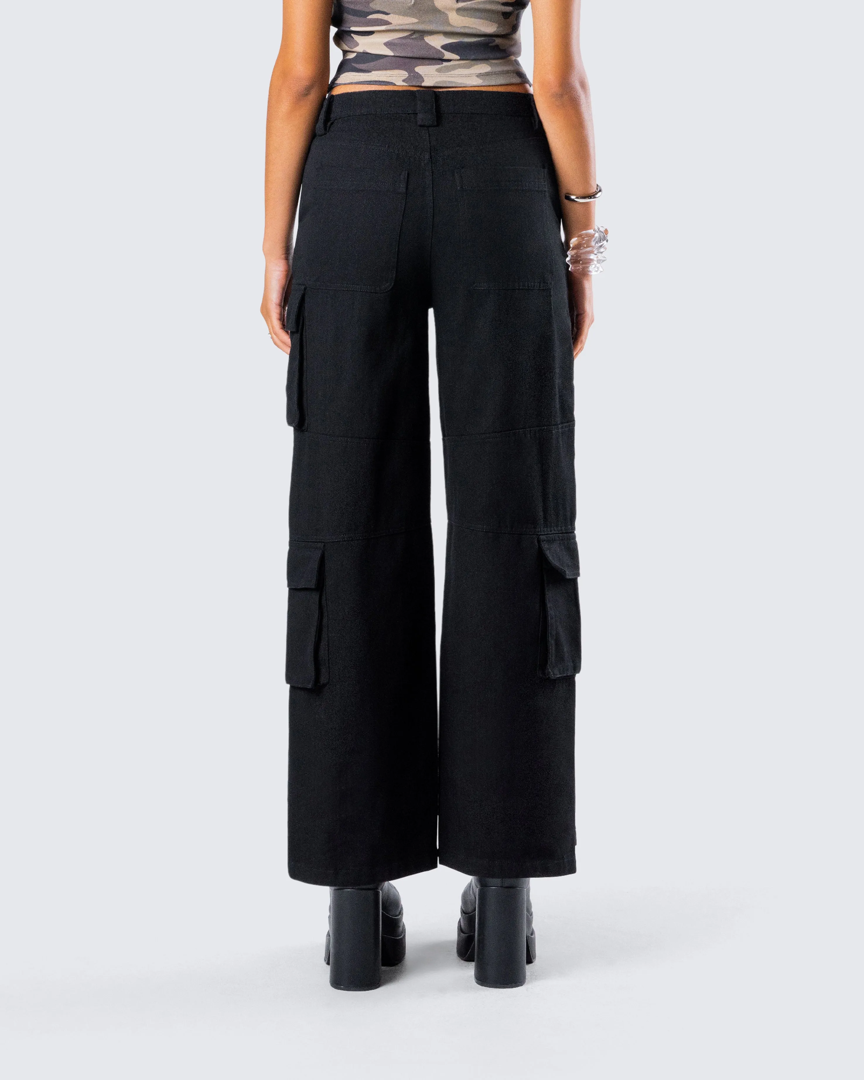 Laura Black Twill Cargo Pant