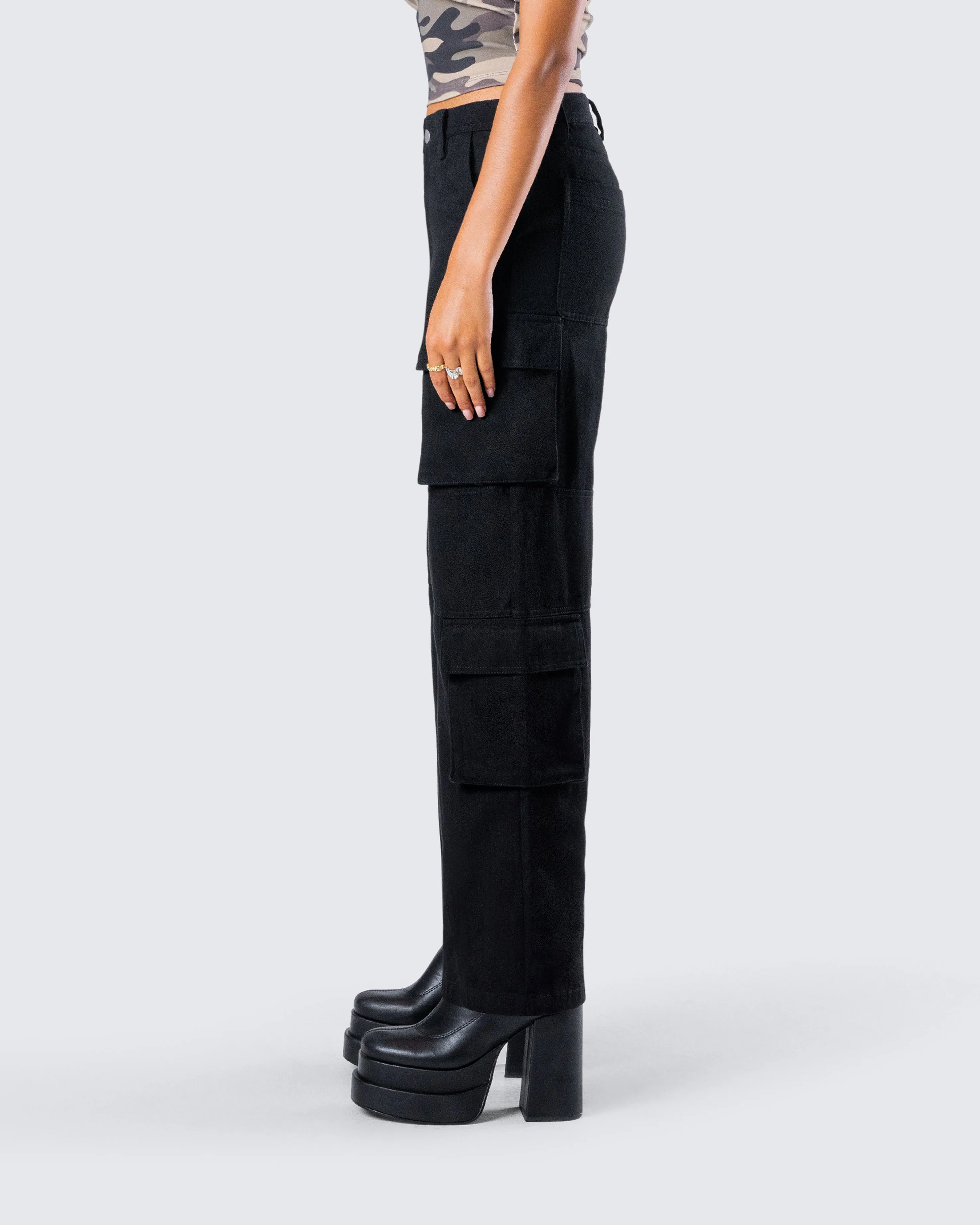 Laura Black Twill Cargo Pant