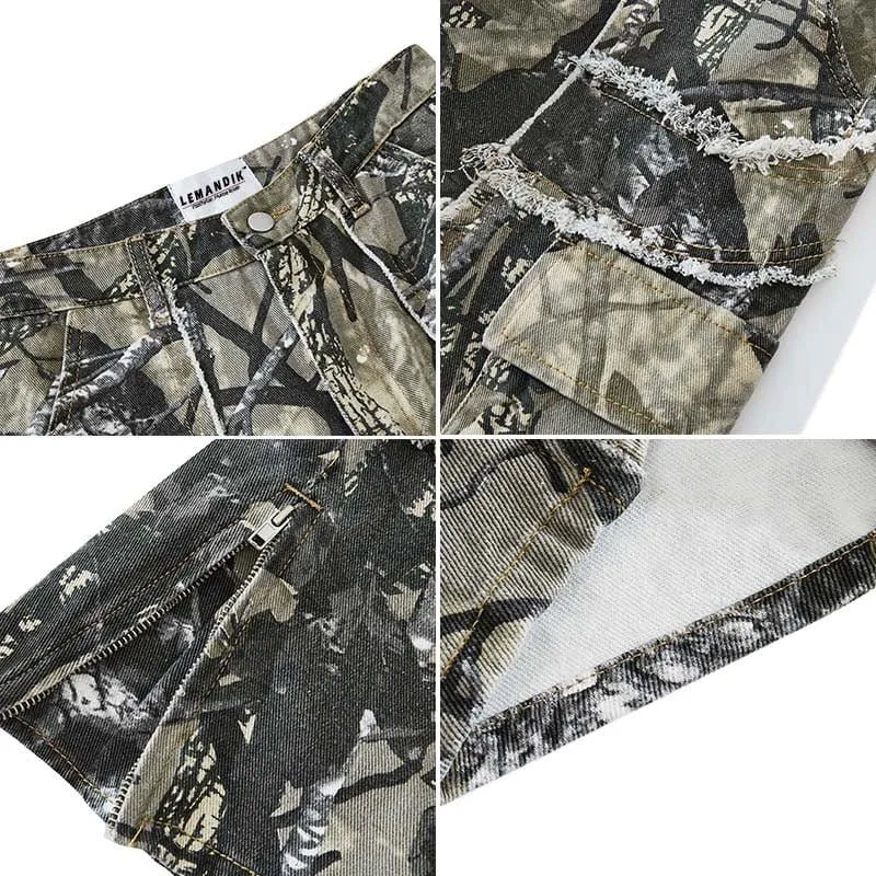 Lemandik Camouflage Cargo Pants Multi Pockets