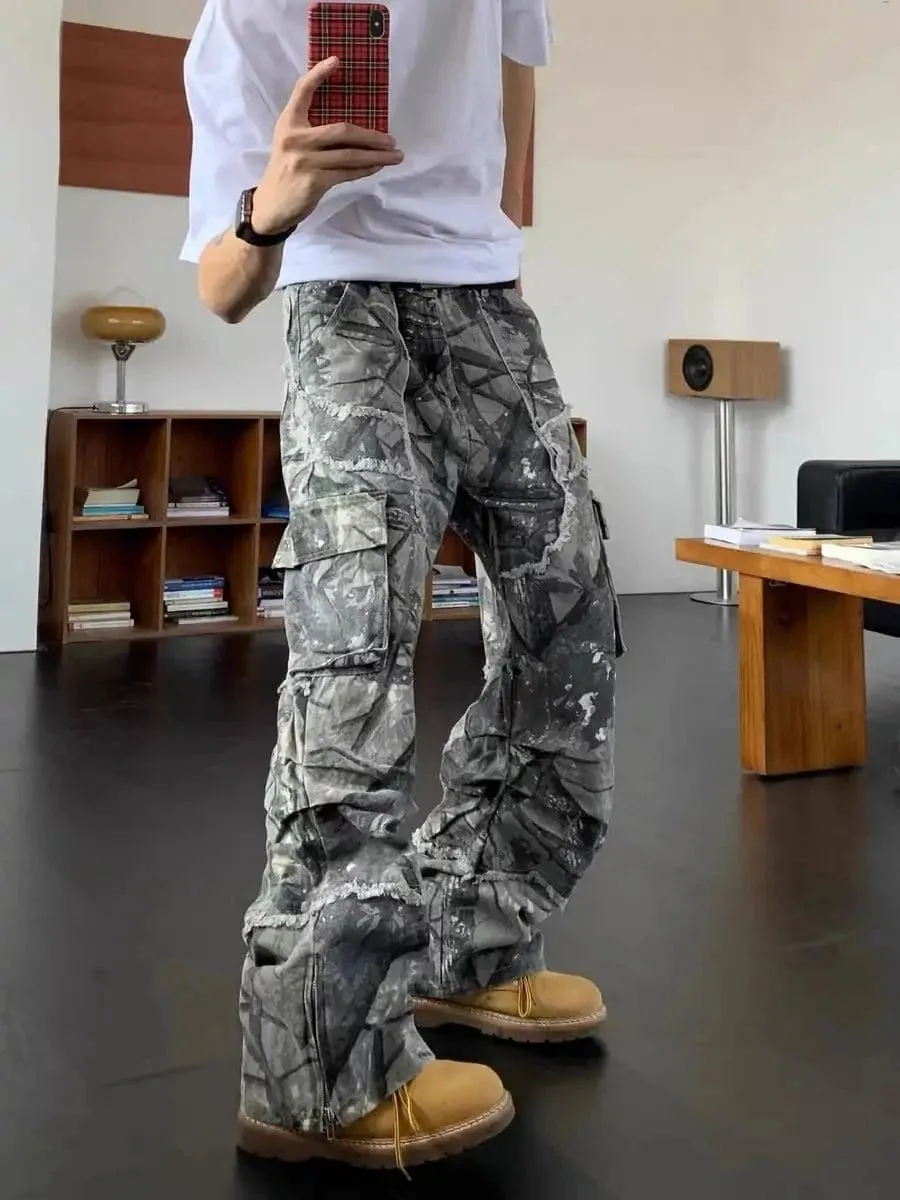 Lemandik Camouflage Cargo Pants Multi Pockets