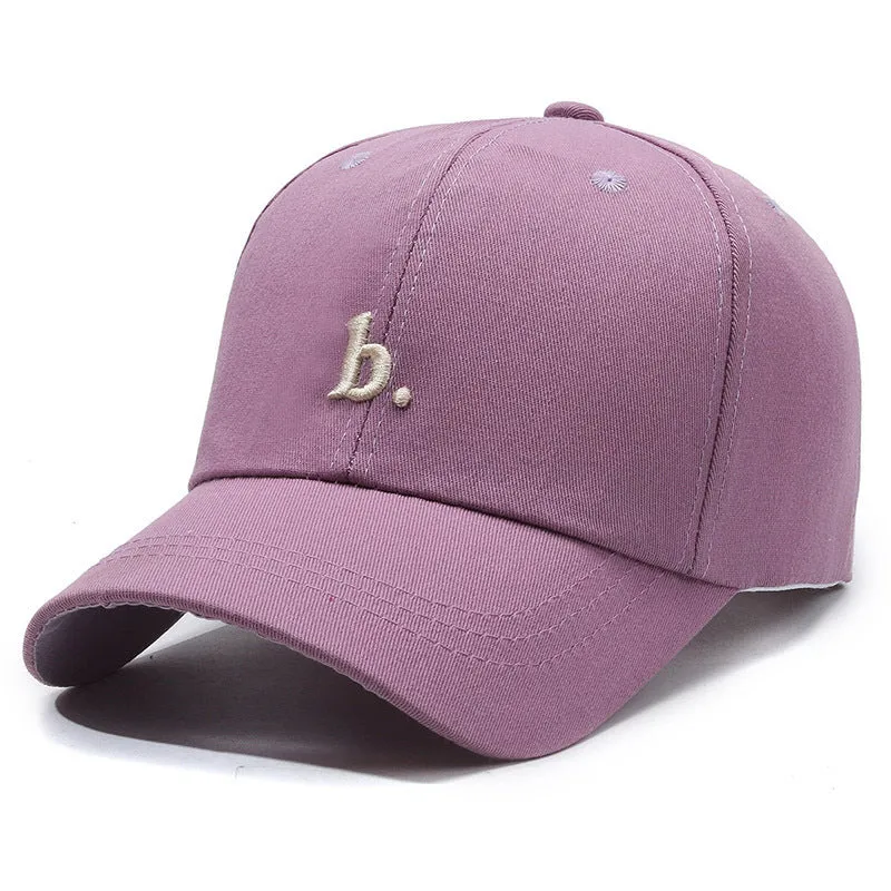 Letter B Soft Top All-match Casual Curved Brim Face-looking Little Girl Peaked Cap