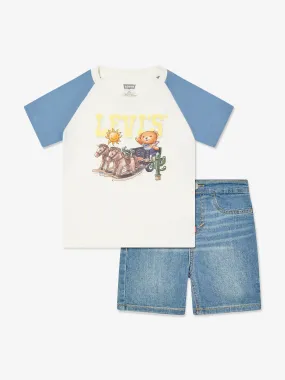 Levi's Wear Baby Boys Bear T-Shirt and Shorts Set in Blue