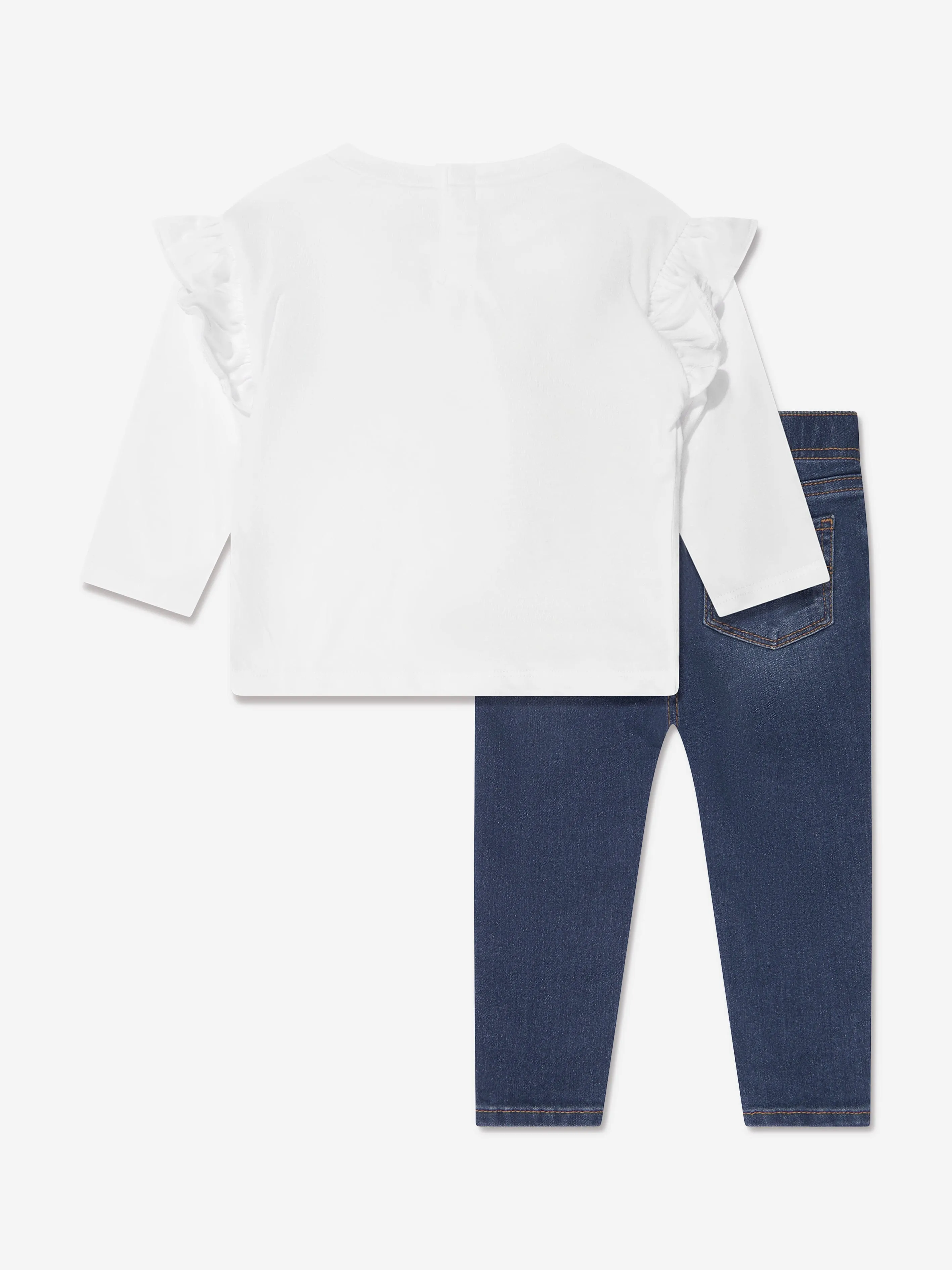 Levi's Wear Baby Girls Ruffle T-Shirt And Jeans Set in White