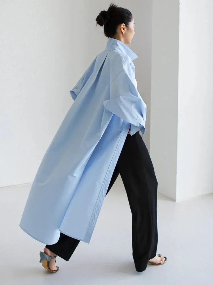 Long Casual Blouse Long Sleeve Loose Fit Shirt