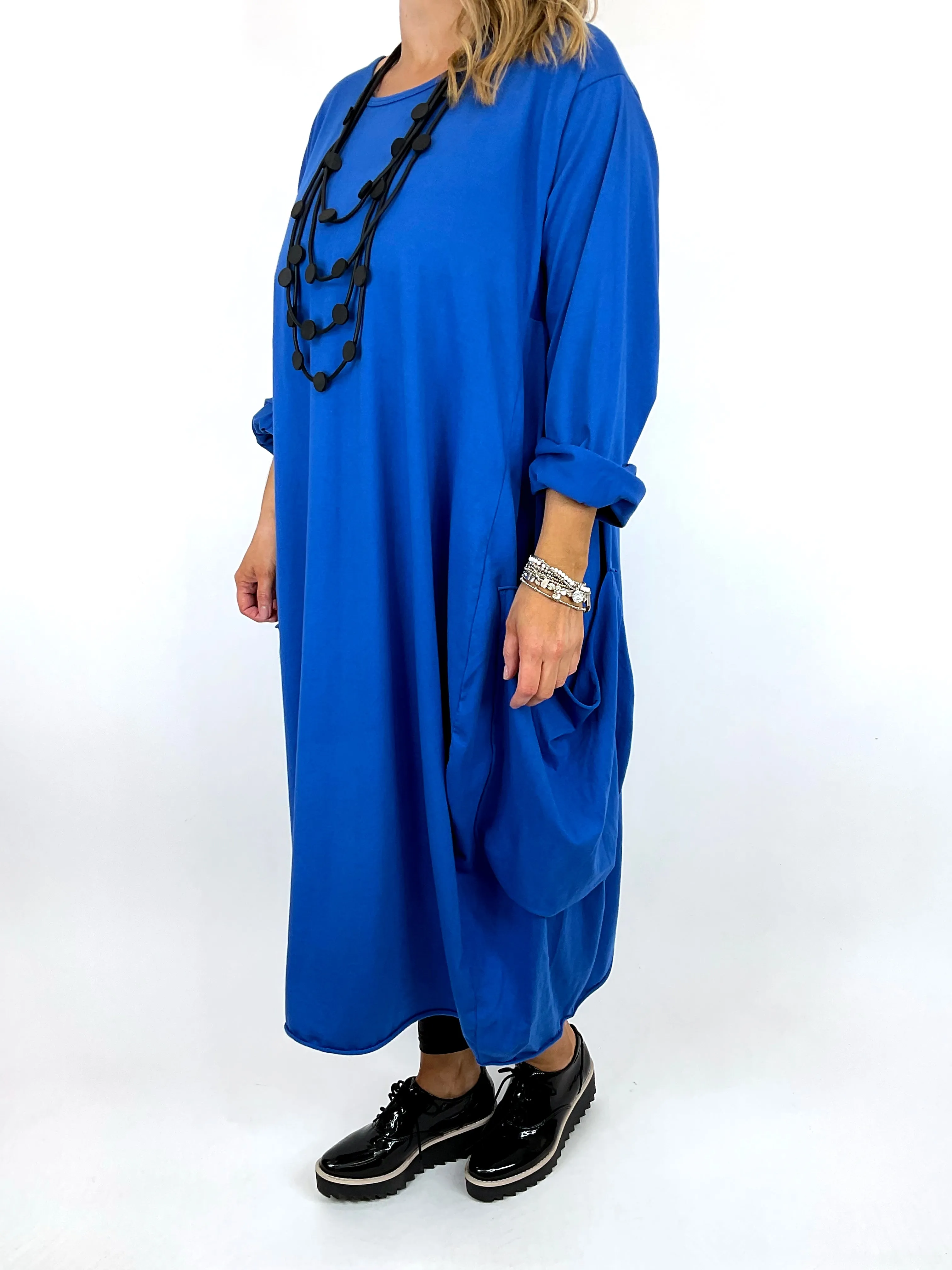 Made in Italy Lagenlook Martha Pocket Tunic in Royal Blue. Code 9904