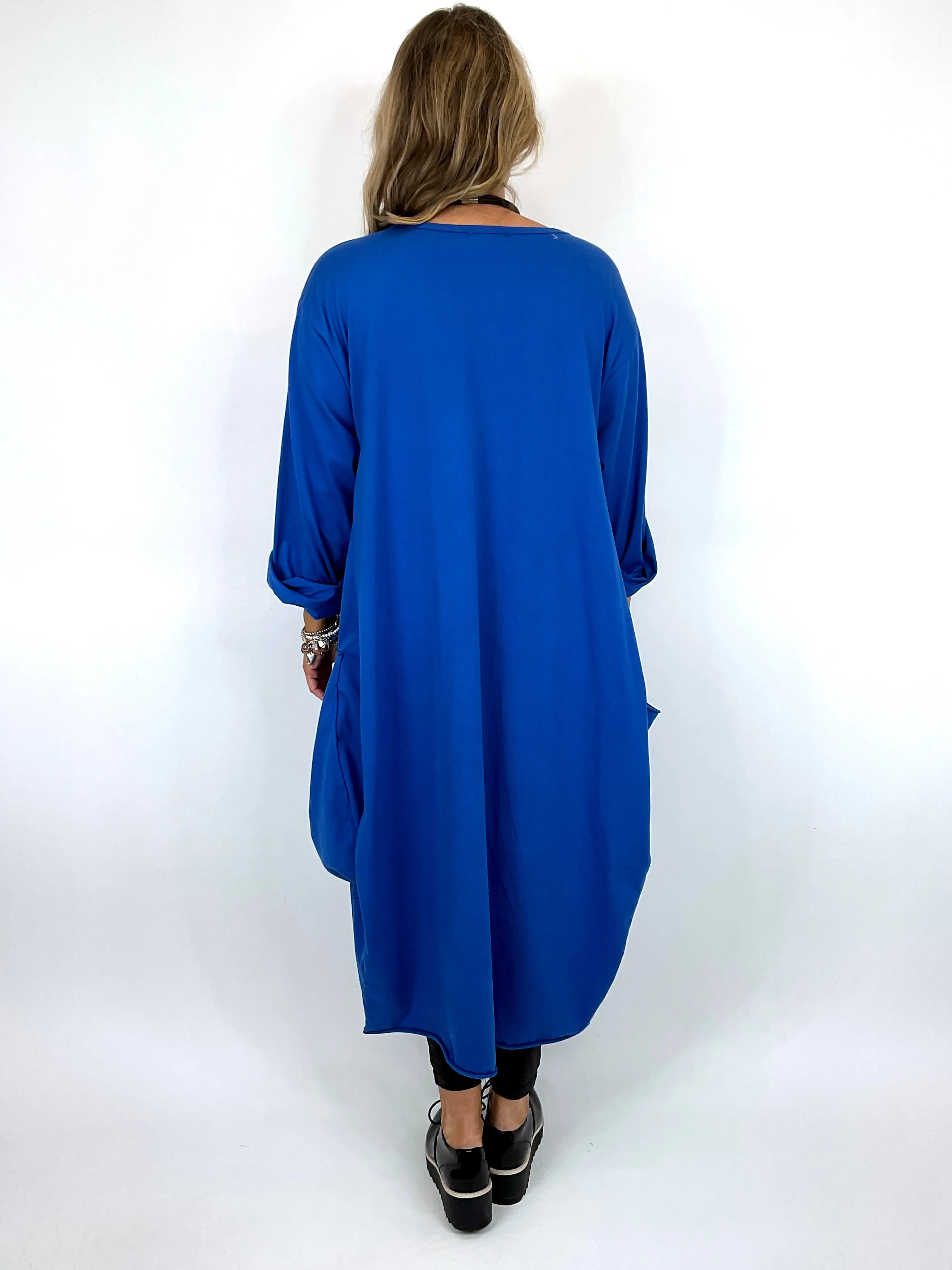 Made in Italy Lagenlook Martha Pocket Tunic in Royal Blue. Code 9904