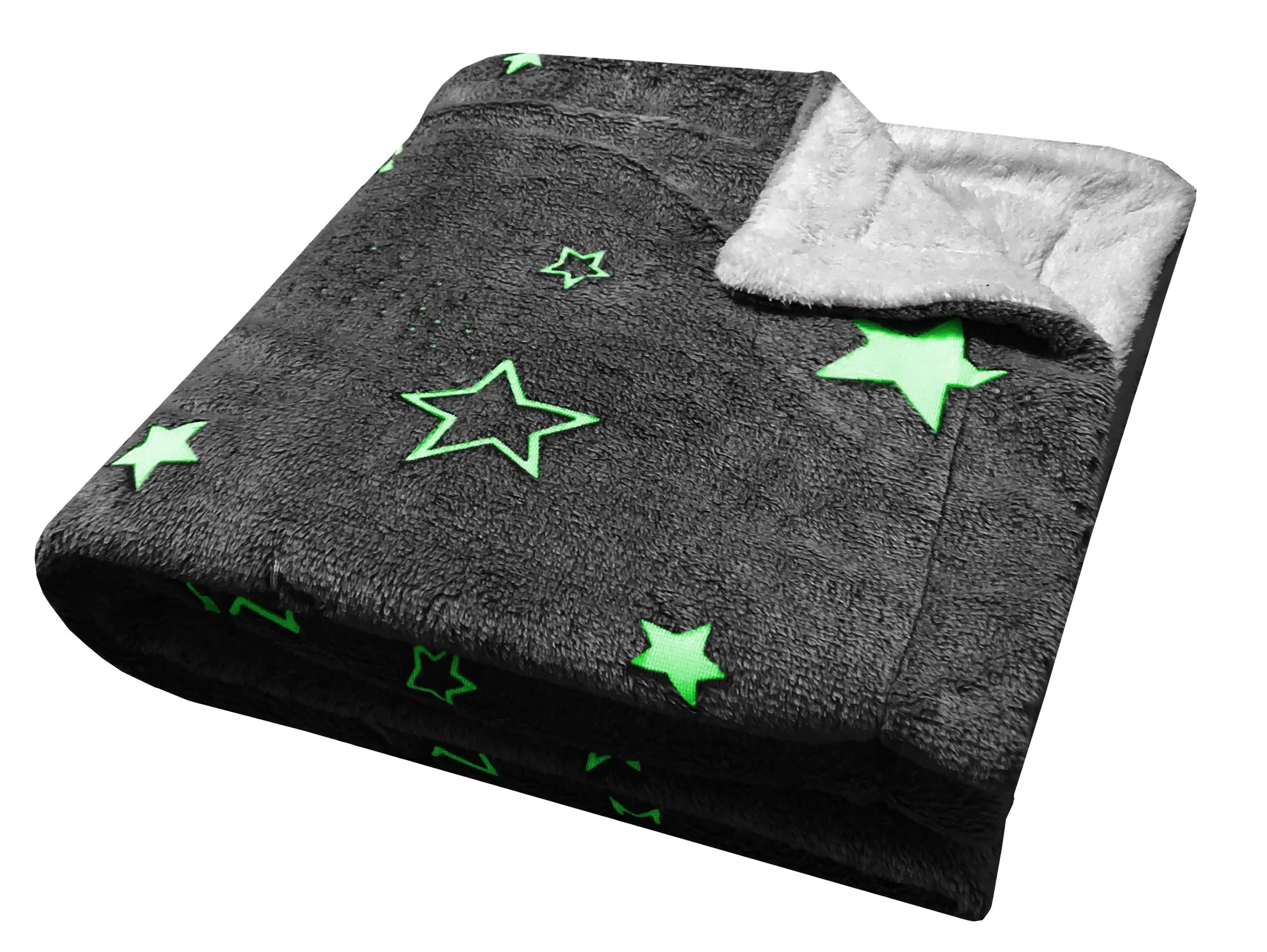 Magical Stars Glow In The Dark Teddy Fleece Kids Duvet Set Ultra Soft Bedding with Pillowcases and Bed Throw by OLIVIA ROCCO