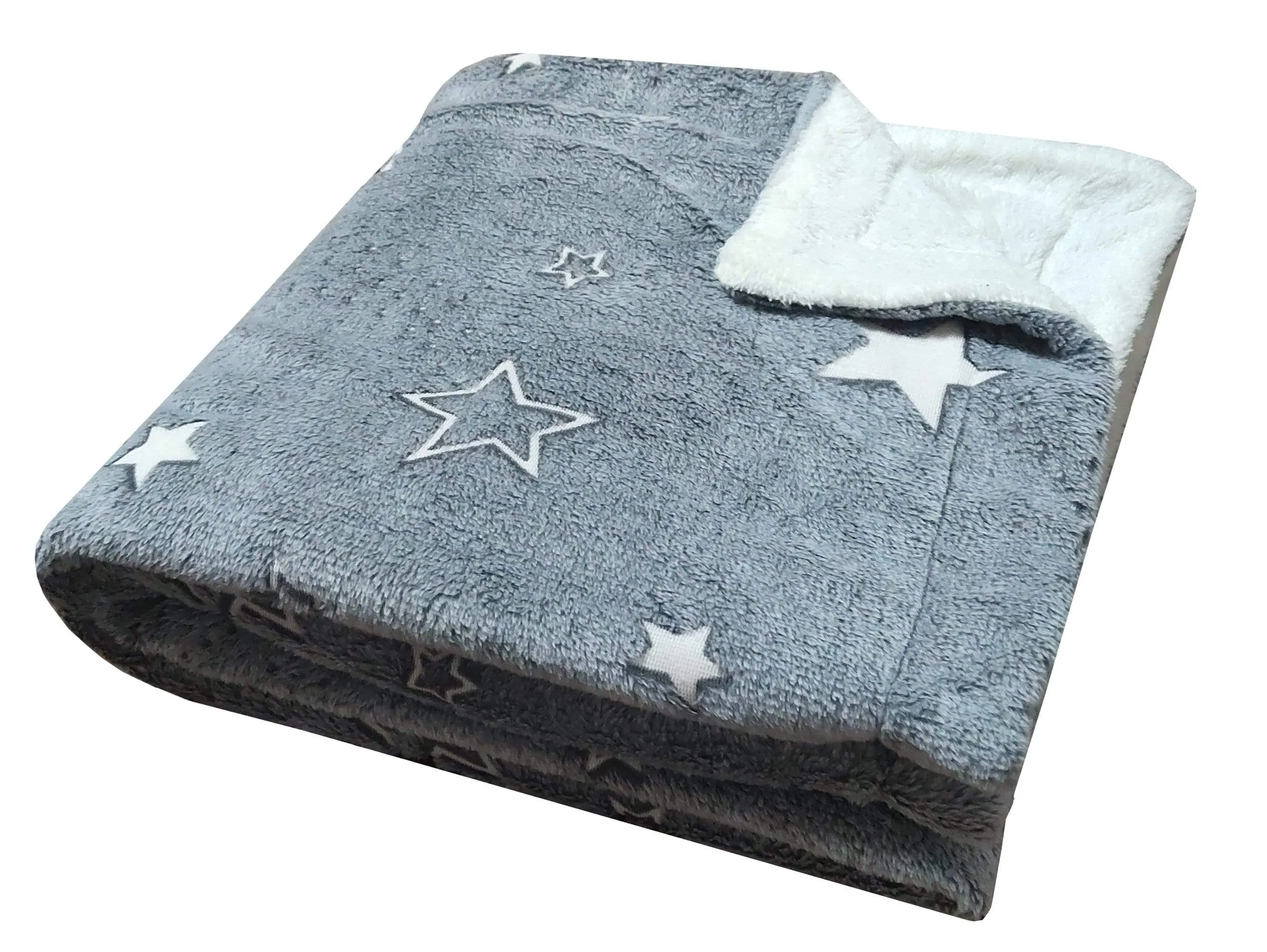 Magical Stars Glow In The Dark Teddy Fleece Kids Duvet Set Ultra Soft Bedding with Pillowcases and Bed Throw by OLIVIA ROCCO