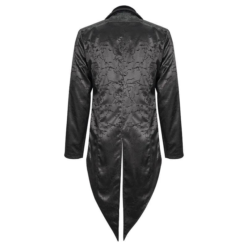 Men's Gothic Floral Swallow-tailed Coat Black