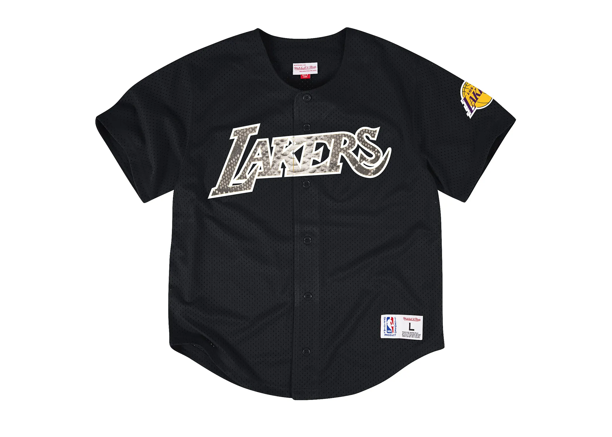 Mitchell & Ness Mesh Button Front Los Angeles Lakers Python Jersey Shirt