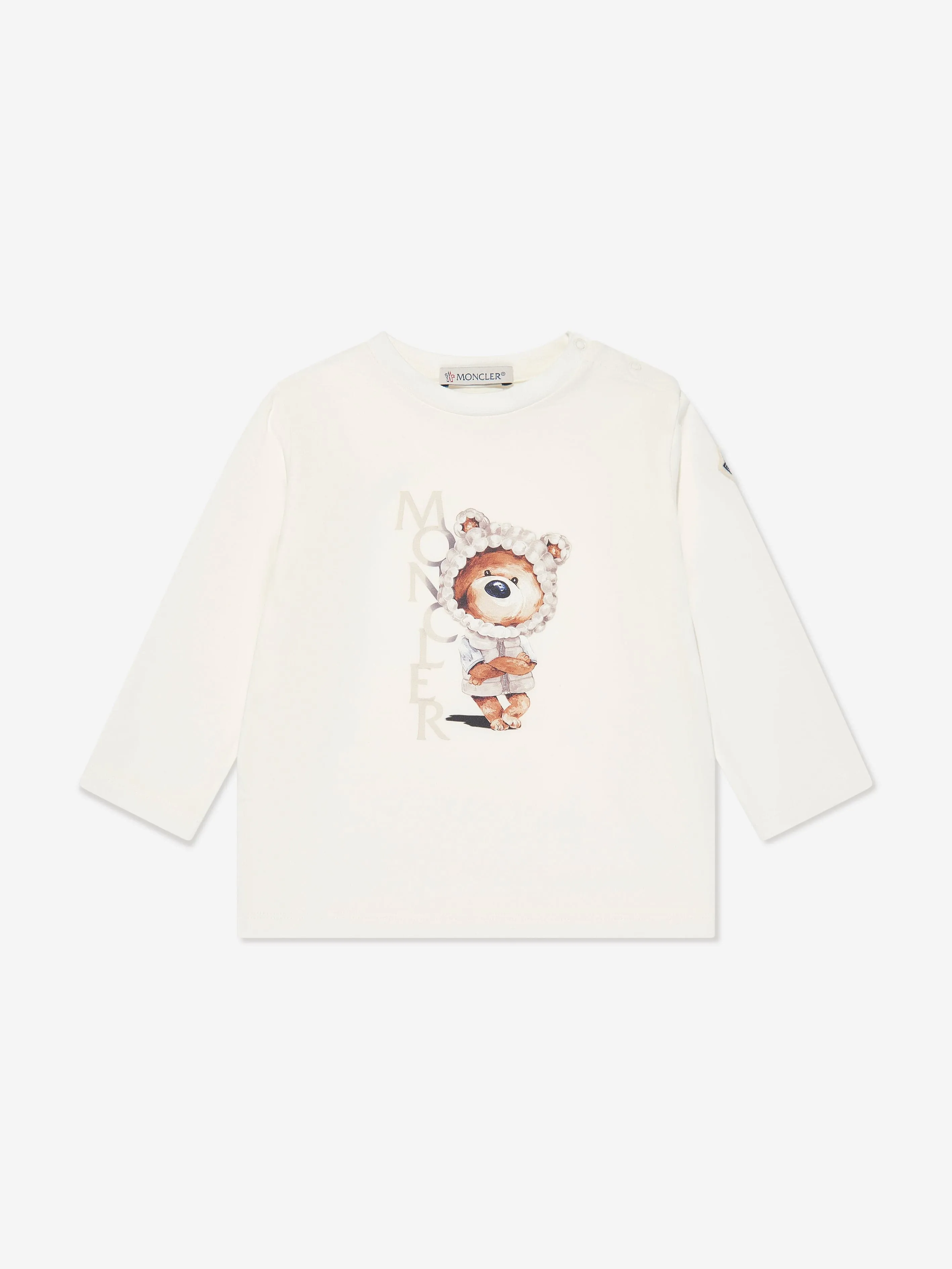 Moncler Enfant Baby Boys Long Sleeve BearT-Shirt in Ivory