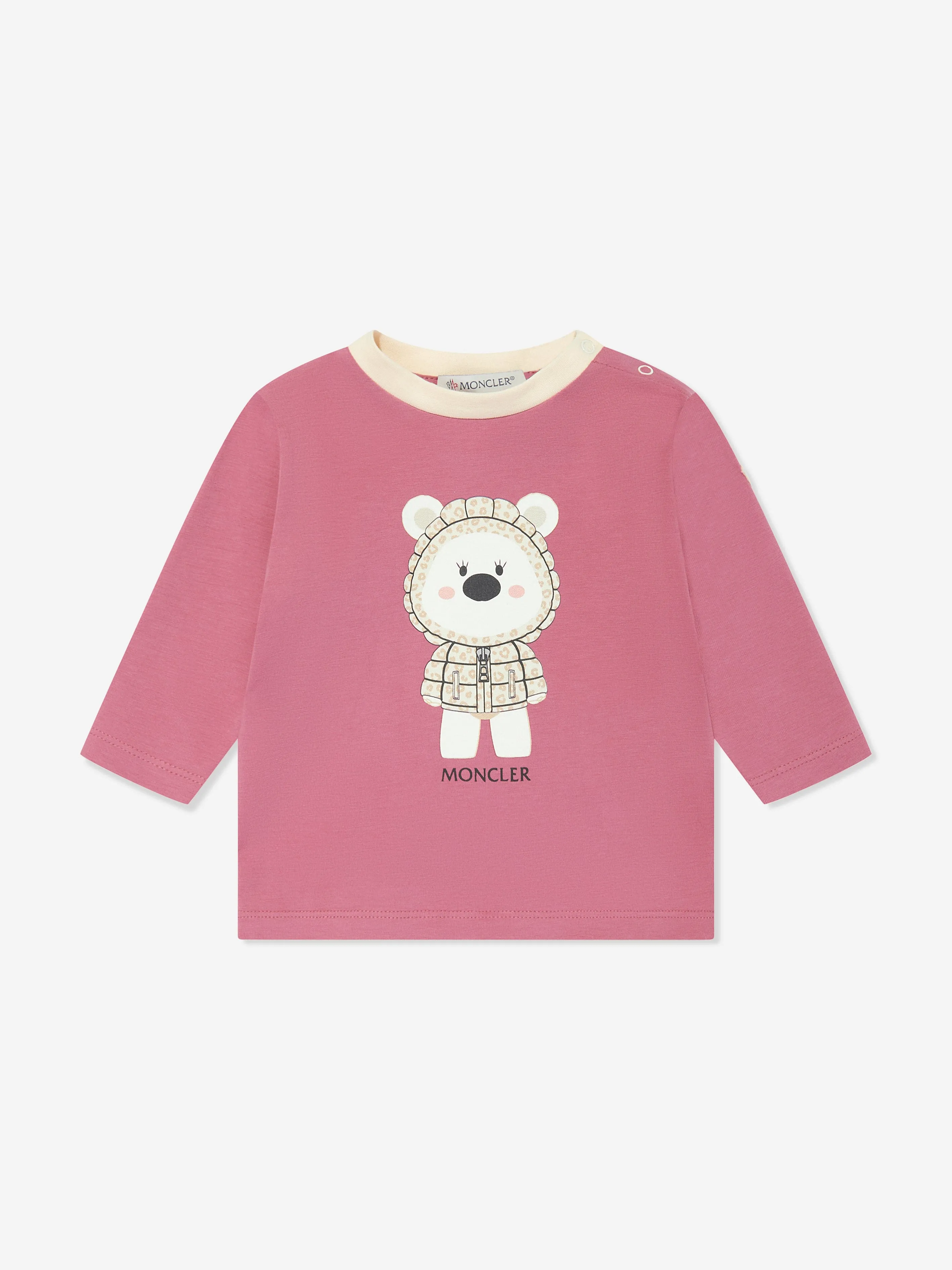 Moncler Enfant Baby Girls Long Sleeve Bear T-Shirt in Pink