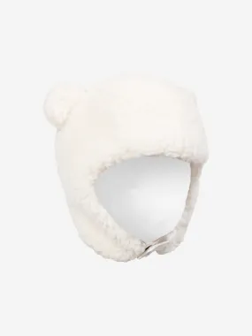 Moncler Enfant Baby Teddy Cap With Earflaps in Ivory