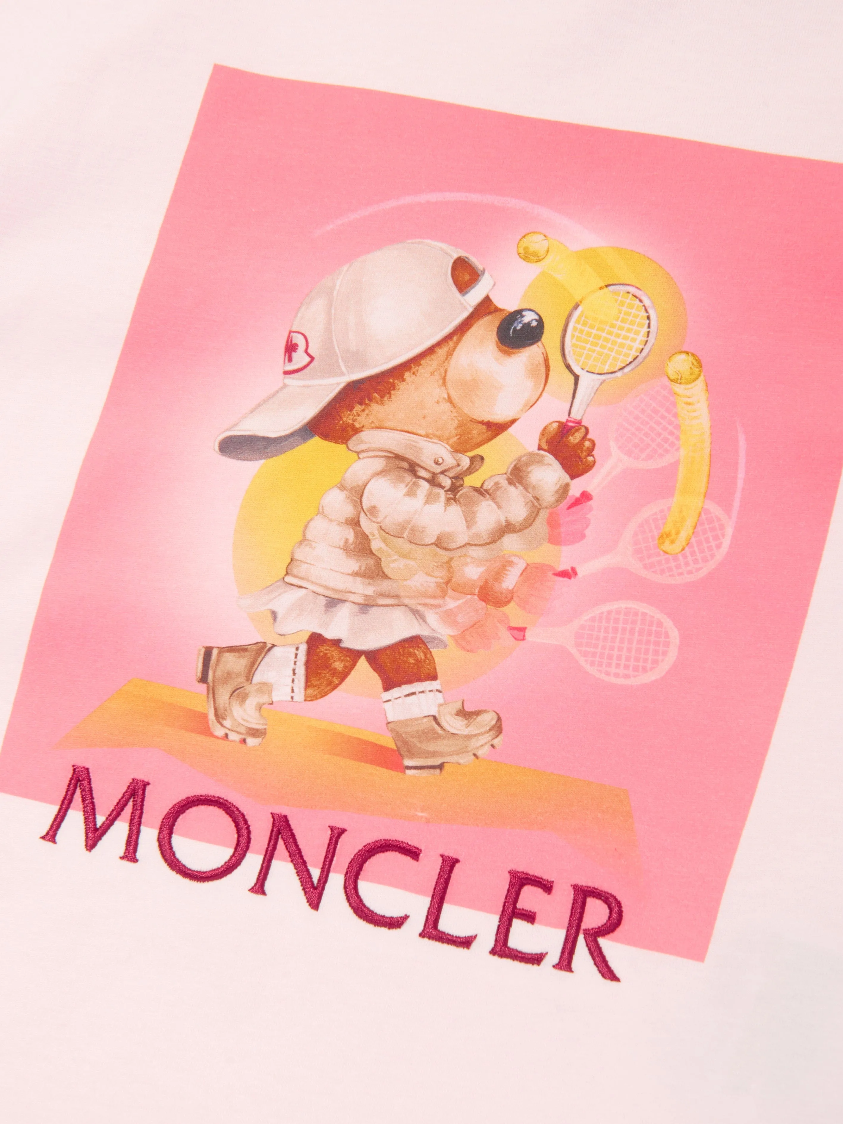 Moncler Enfant Girls Graphic Tennis Logo T-Shirt in Pink