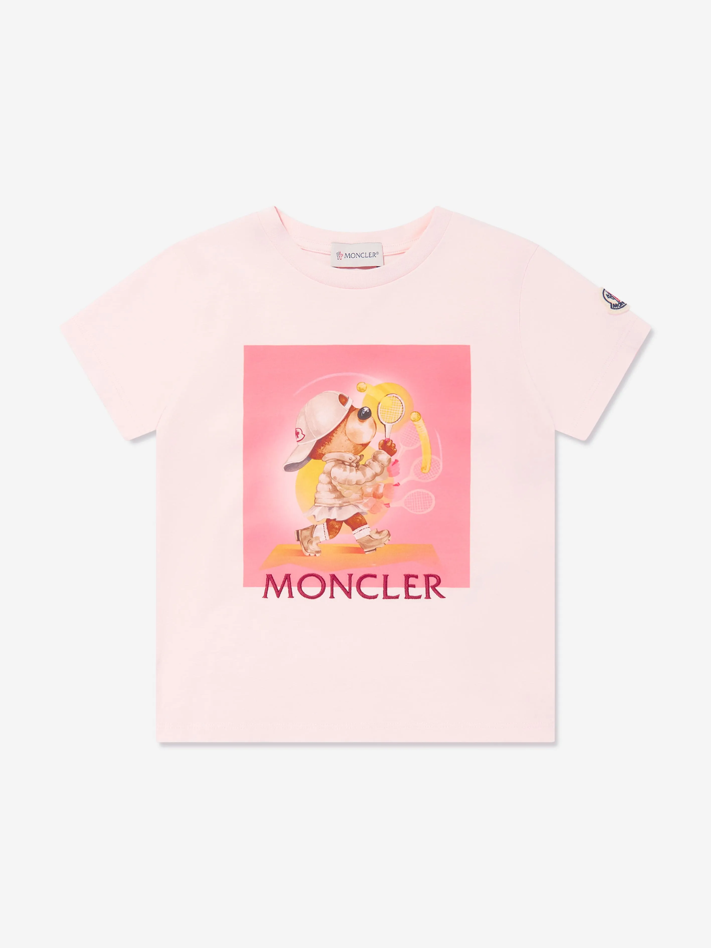 Moncler Enfant Girls Graphic Tennis Logo T-Shirt in Pink