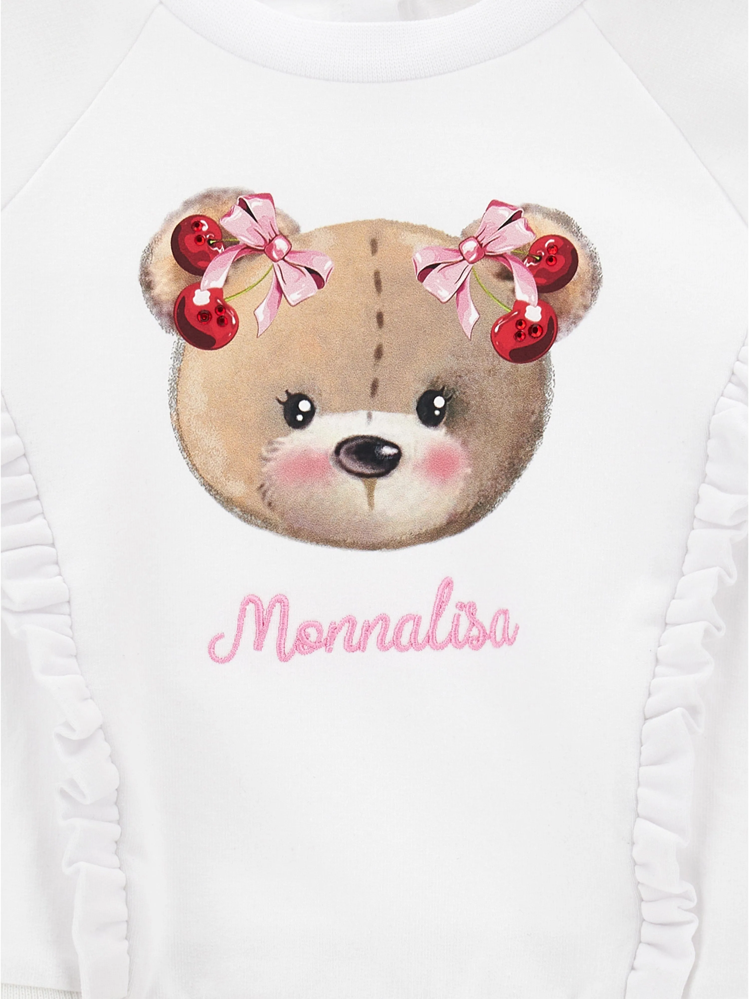 Monnalisa Baby Girls Bear Sweatshirt in White