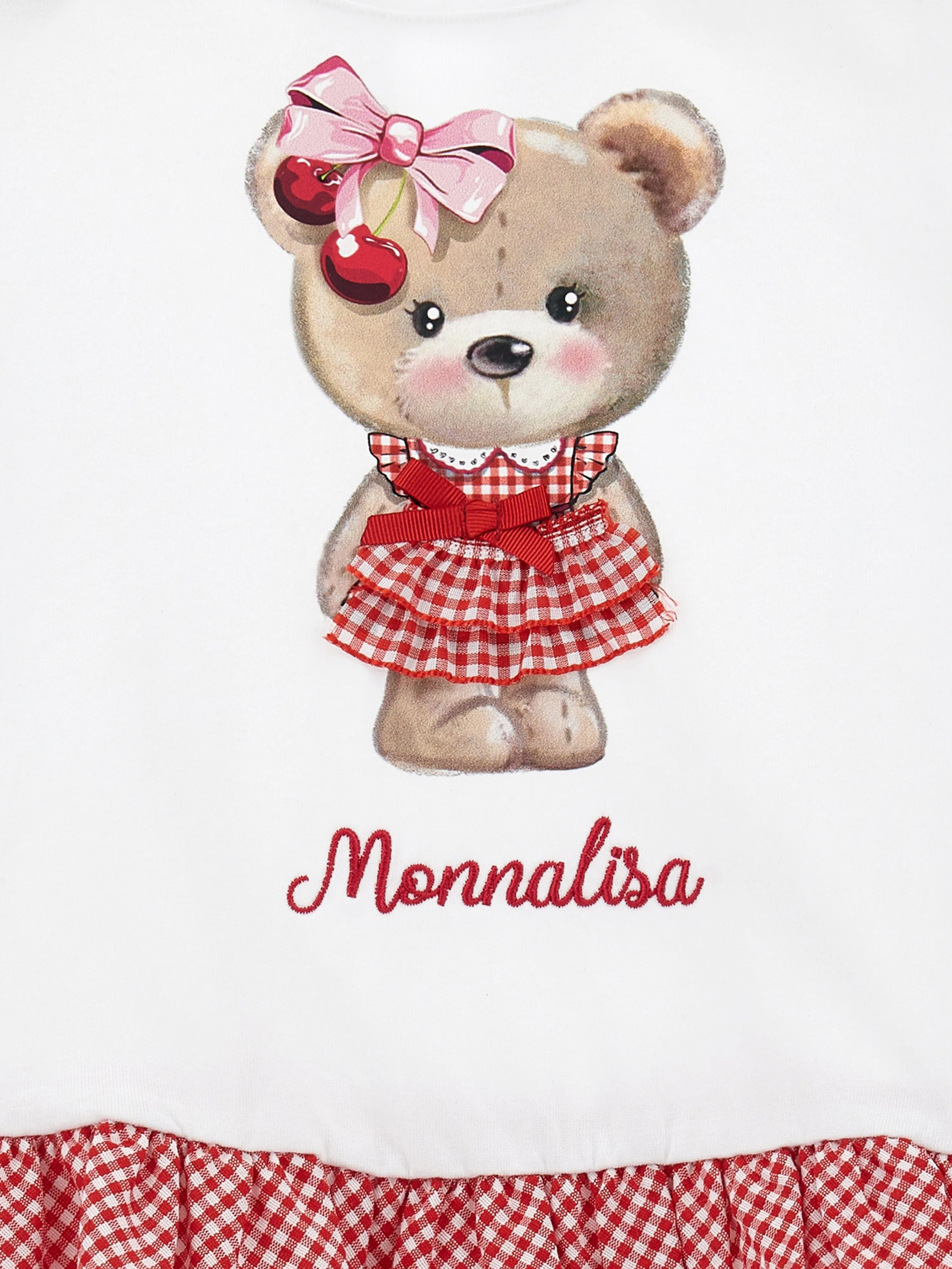 Monnalisa Baby Girls Teddy Bear Maxi T-Shirt in White