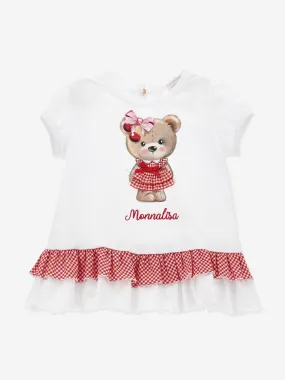 Monnalisa Baby Girls Teddy Bear Maxi T-Shirt in White